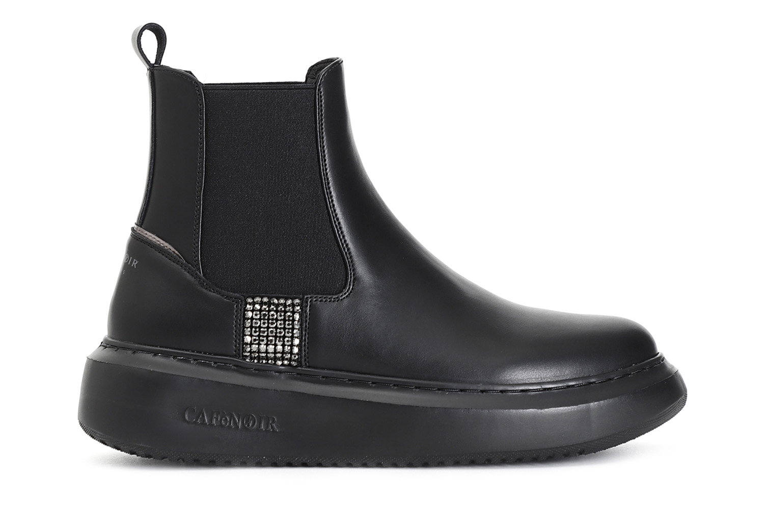 bottine femme en cuir avec insert latéral en strass black 40