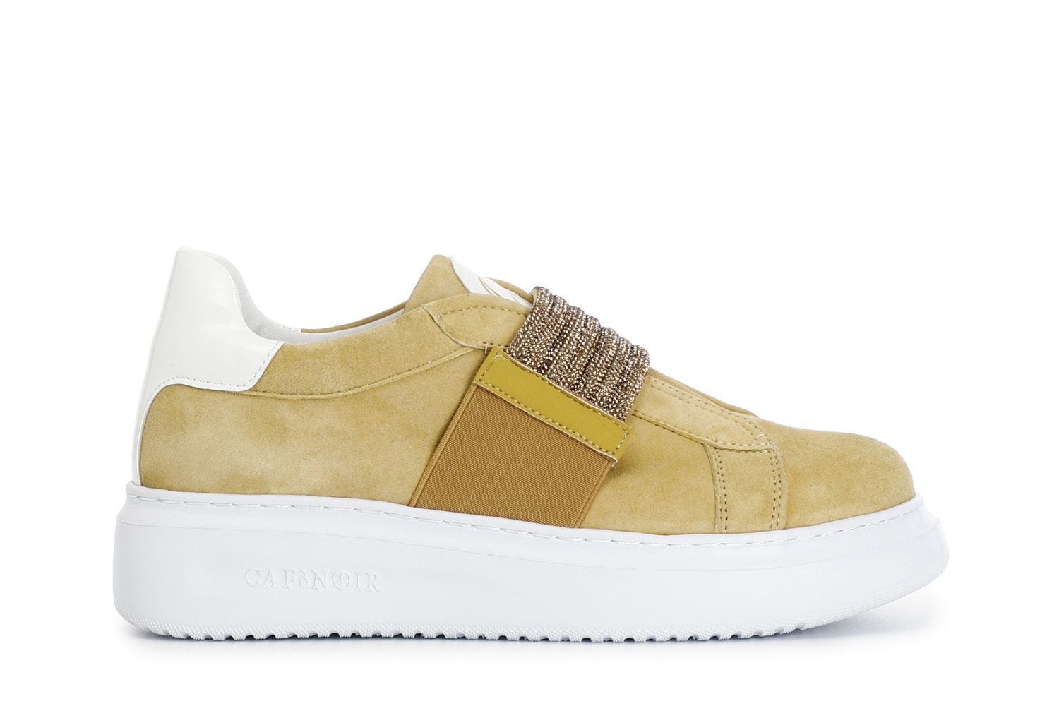 slip-on en daim avec bande de strass yellow 37
