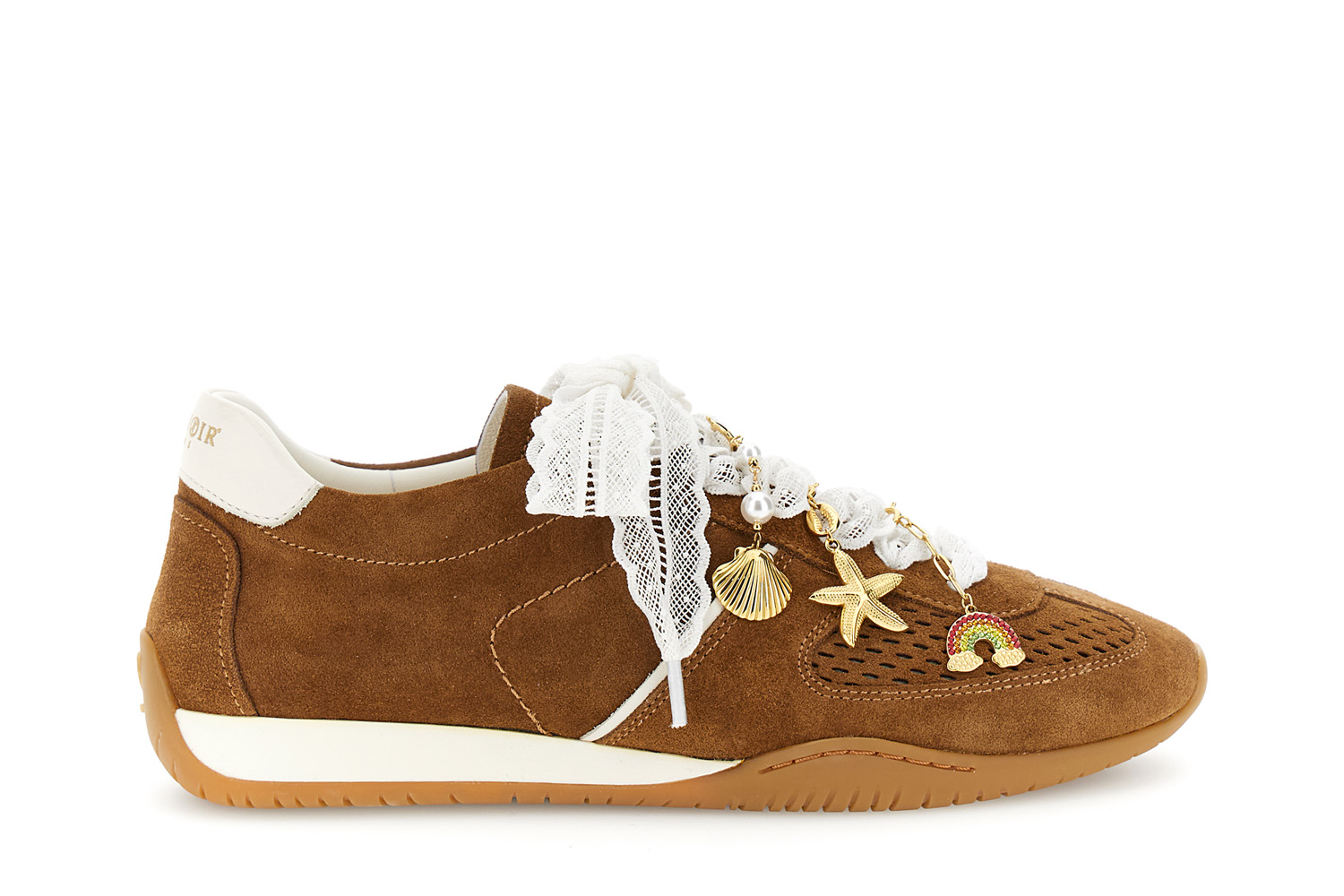 chaussures de course à lacets en daim perforé tan 40