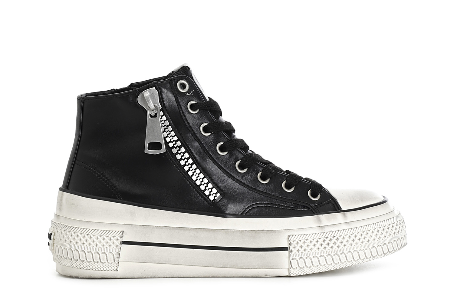 baskets femme mi-hautes à zips black 35