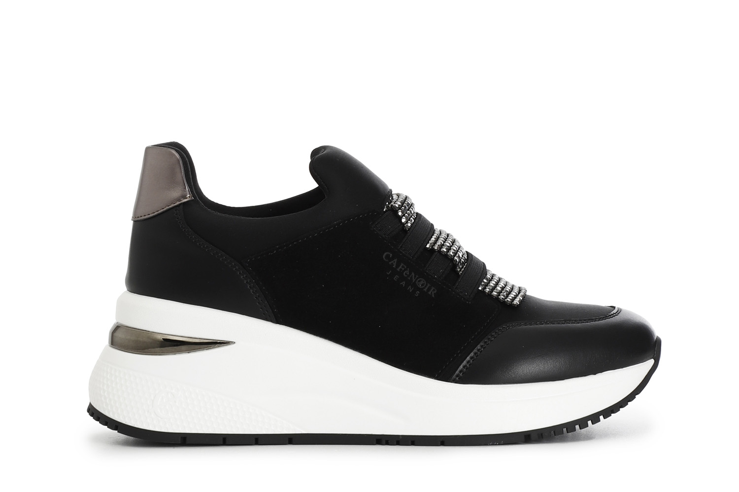 slip-on de running pour femme avec élastique et strass black 40