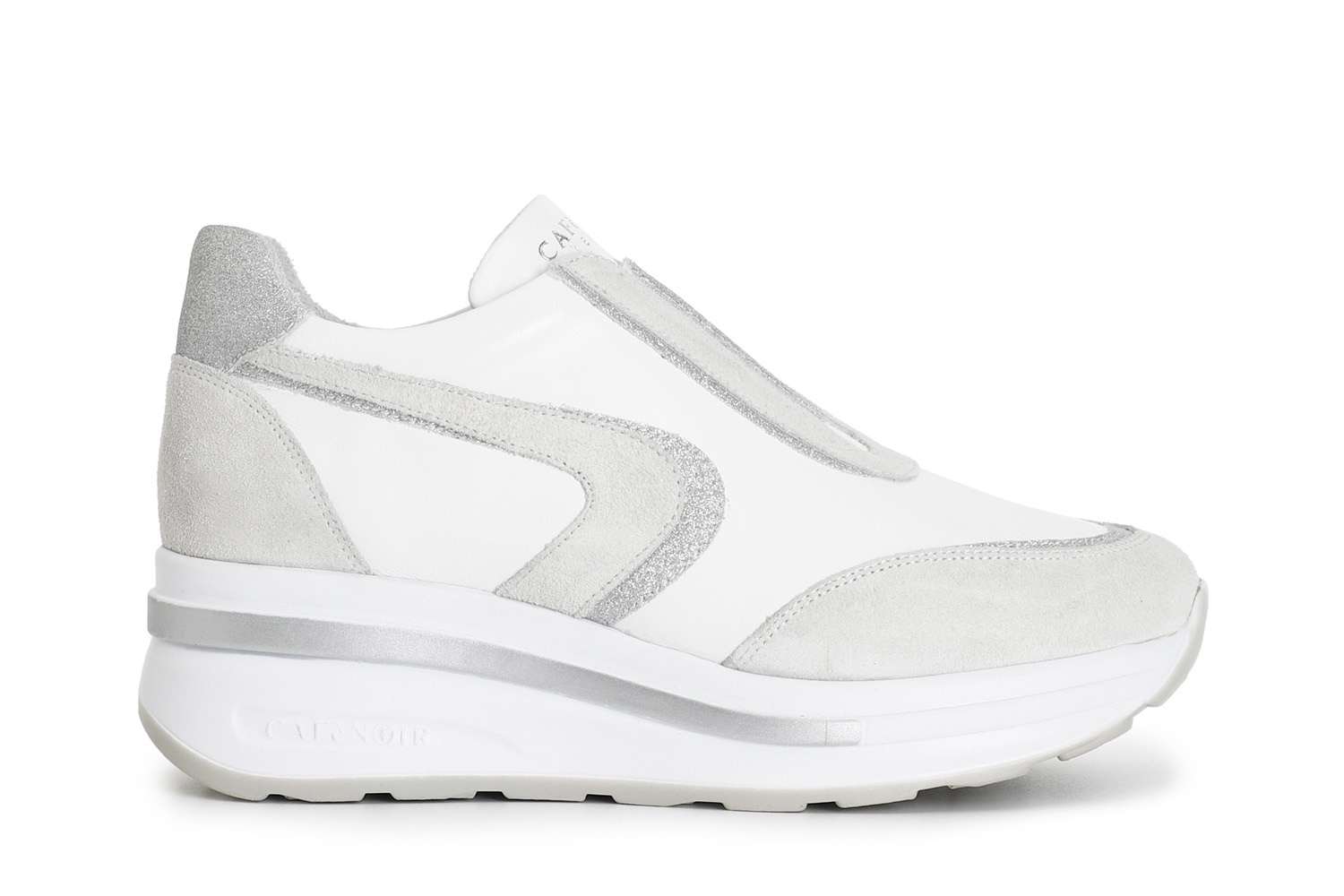 slip-on femme en cuir et paillettes white 40