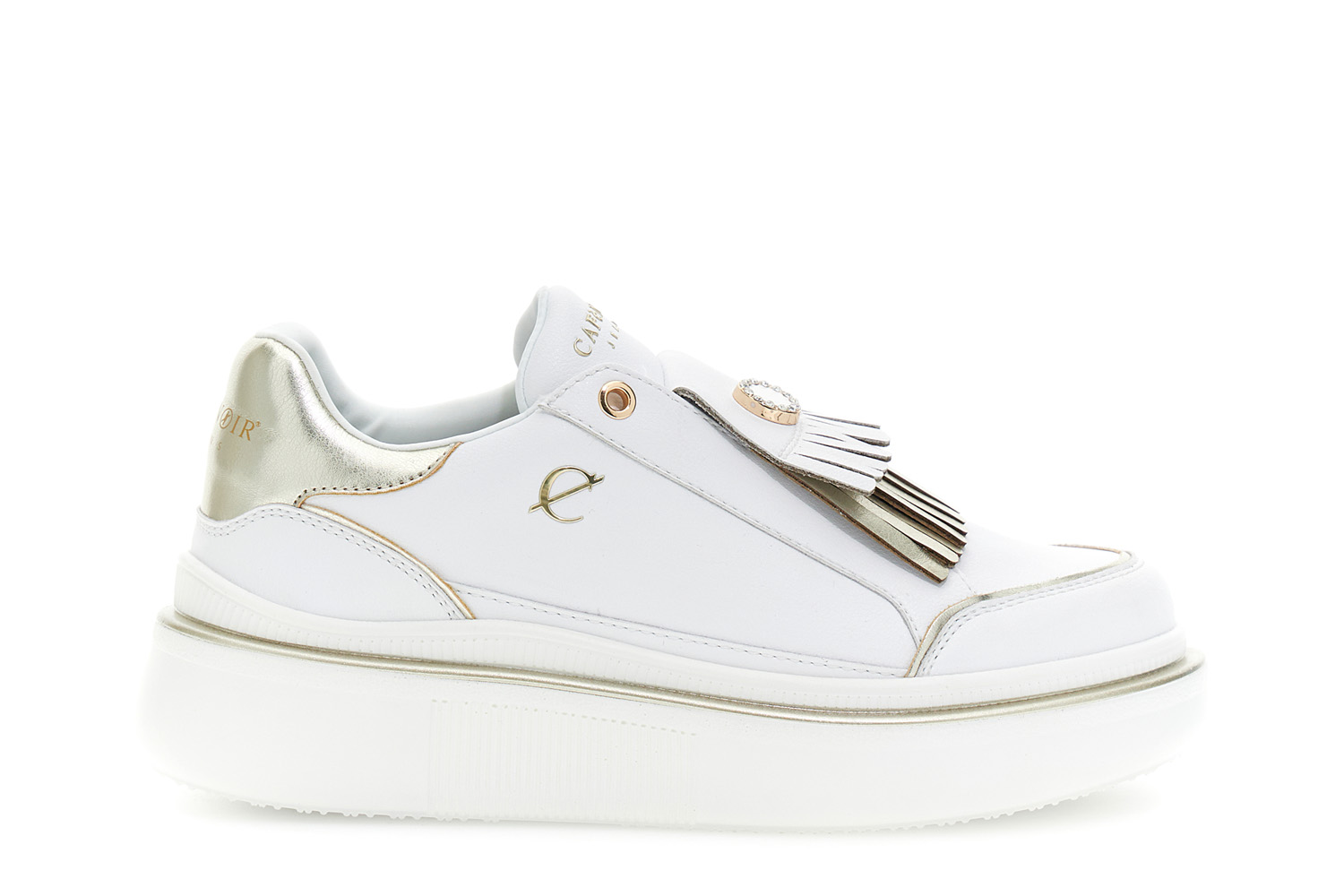 slip-on en cuir enduit avec détails à franges white/gold 38 slip-on en cuir enduit avec détails à franges white/gold 38