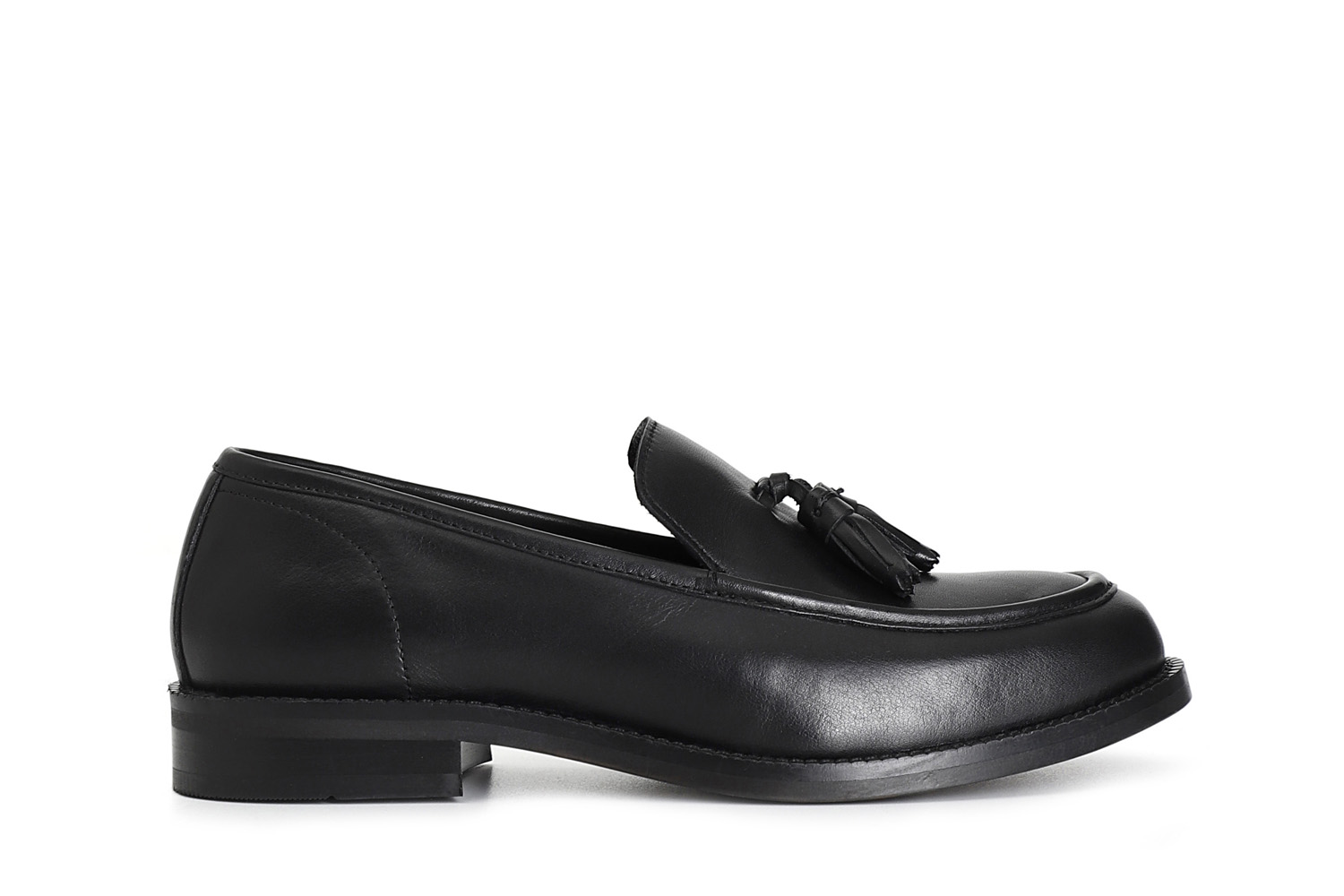 mocassin femme en cuir à pompons black 38