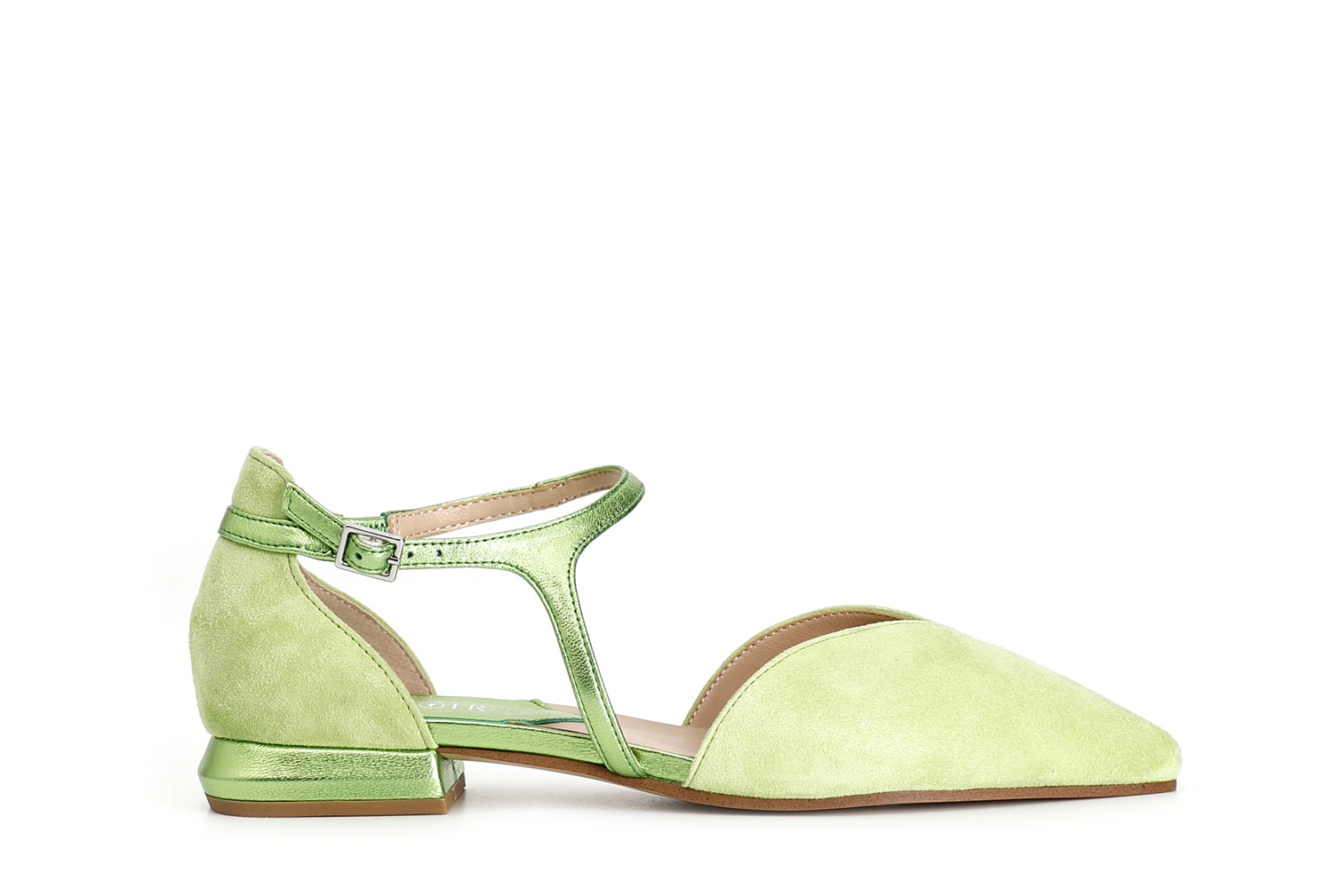 ballerines en daim avec laçage asymétrique lamé green 35