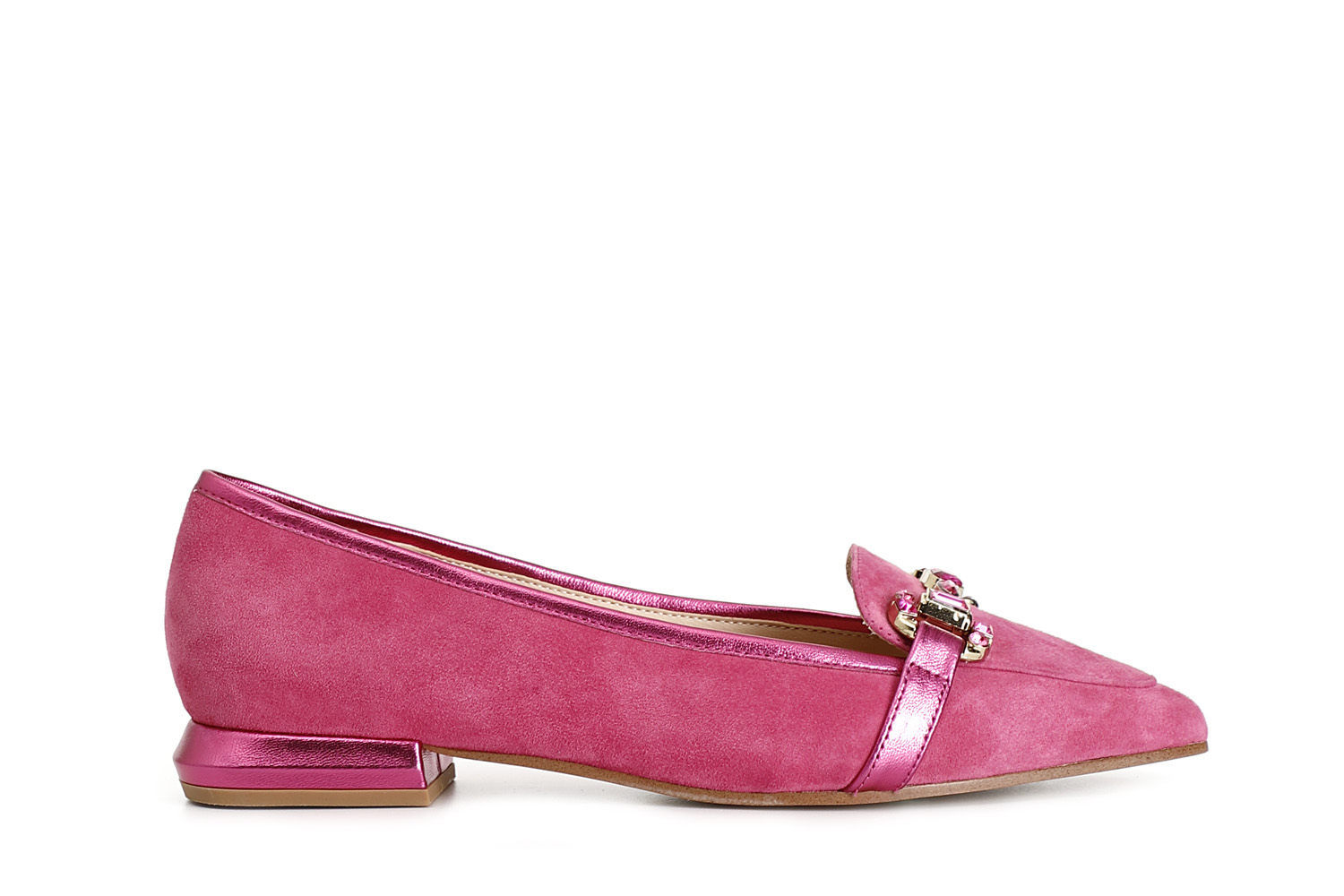 mocassins femme en daim avec fermeture en strass hot pink 37