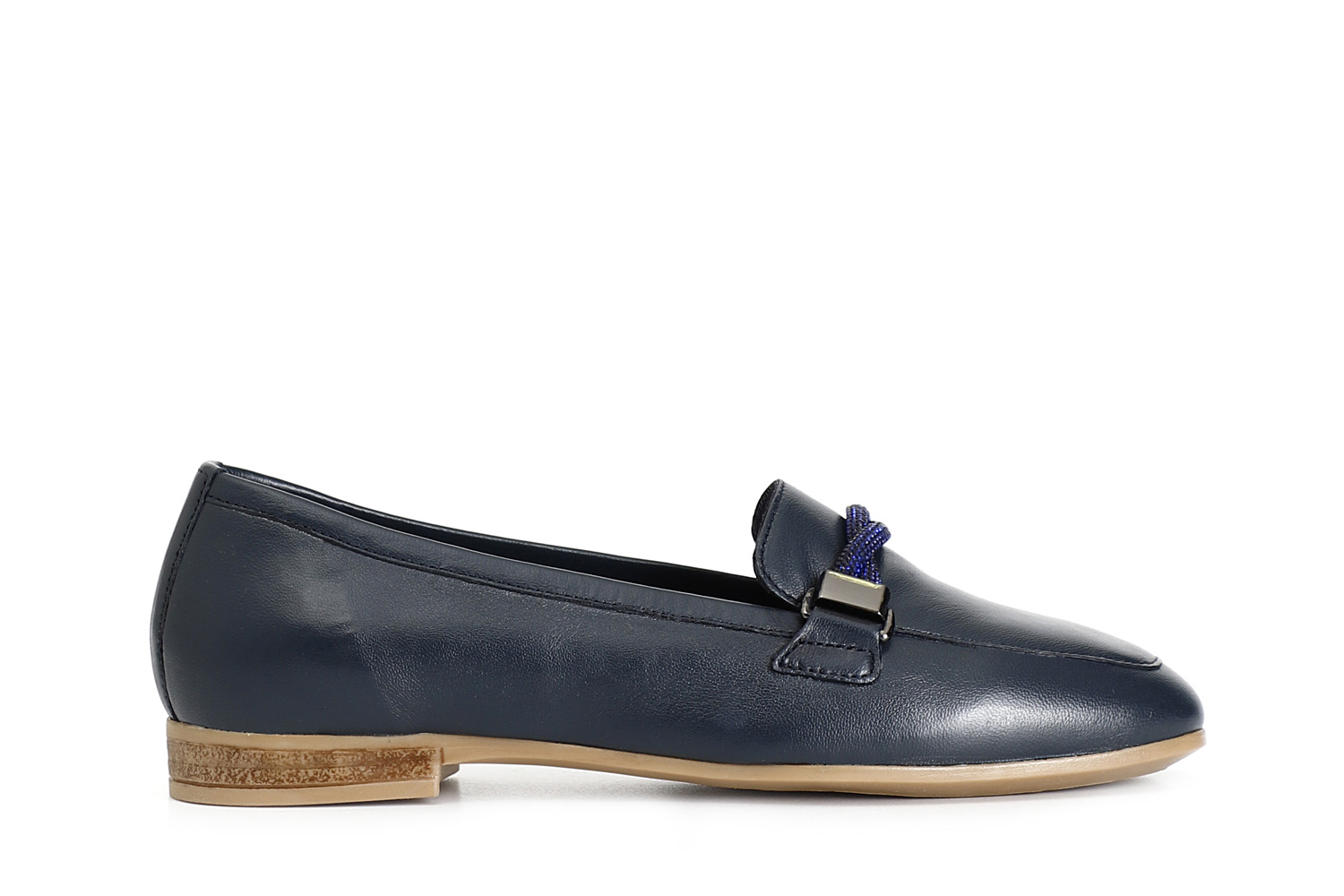 mocassins en cuir avec mors de cheval en strass blue 37