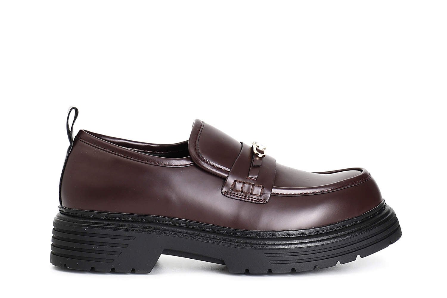 mocassin pour femme en simili cuir brossé bordeaux 40