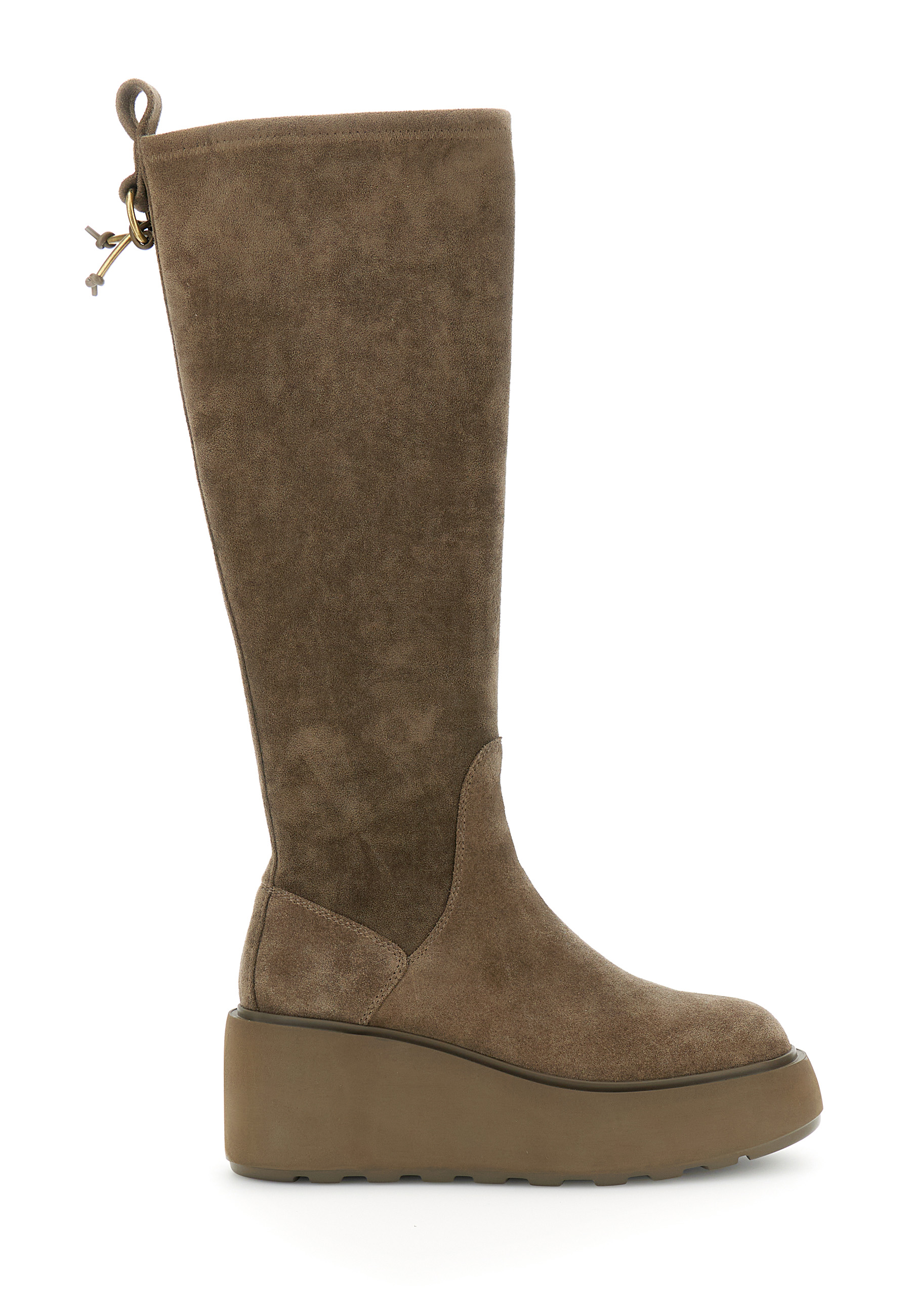bottes compensées stretch effet daim avec charm taupe 40