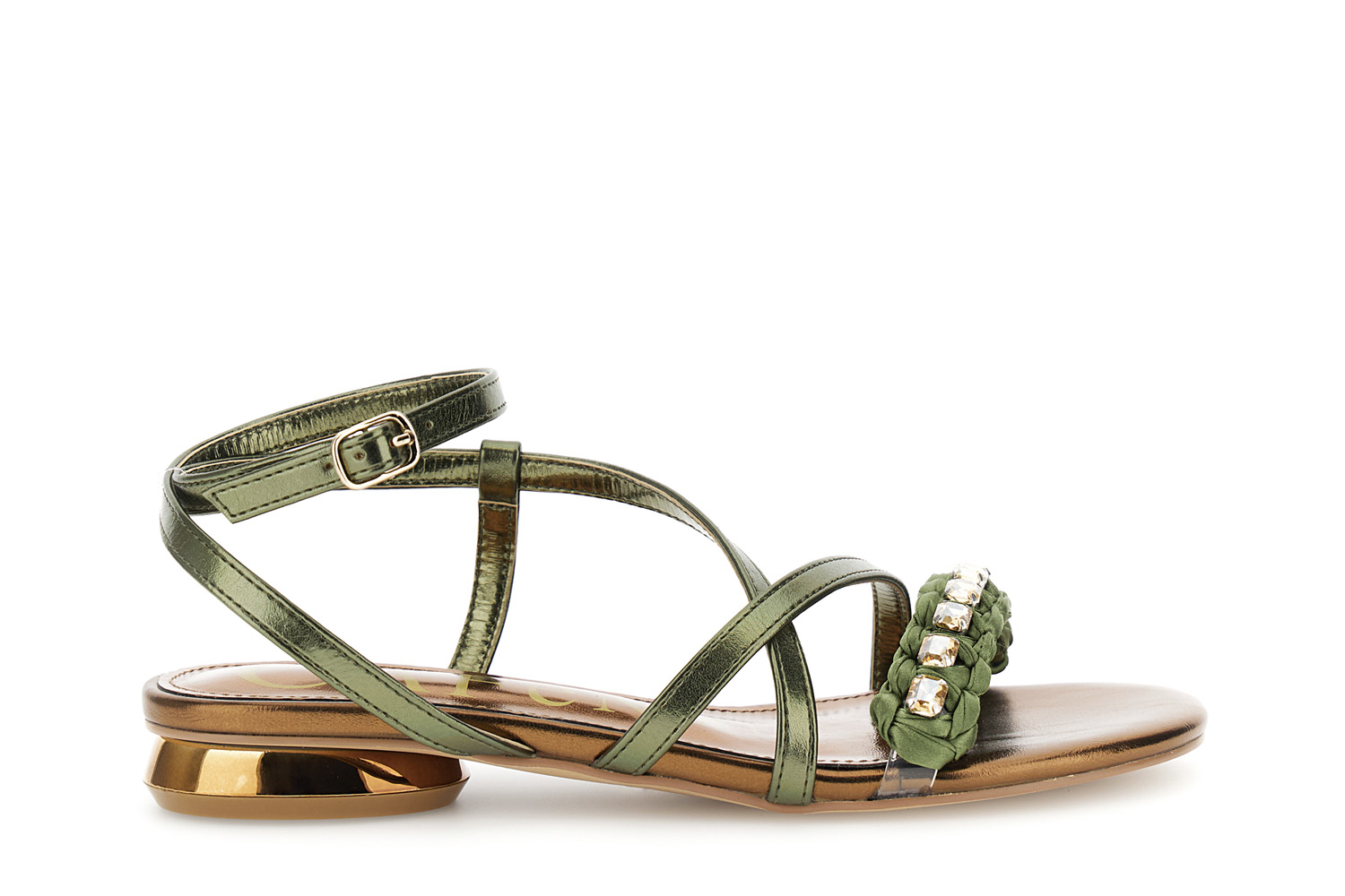 sandales effet cuir laminé avec bride cheville et strass green 39 sandales effet cuir laminé avec bride cheville et strass green 39