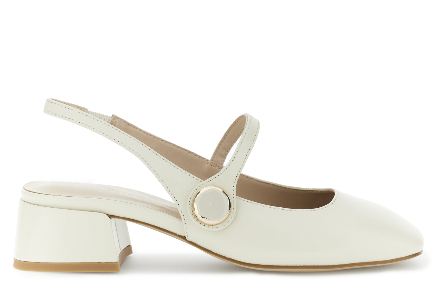 slingback en cuir verni avec accessoire bouton bone 36