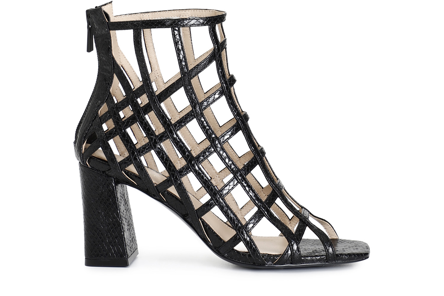 bottines en cuir effet cage effet imprimé black 37