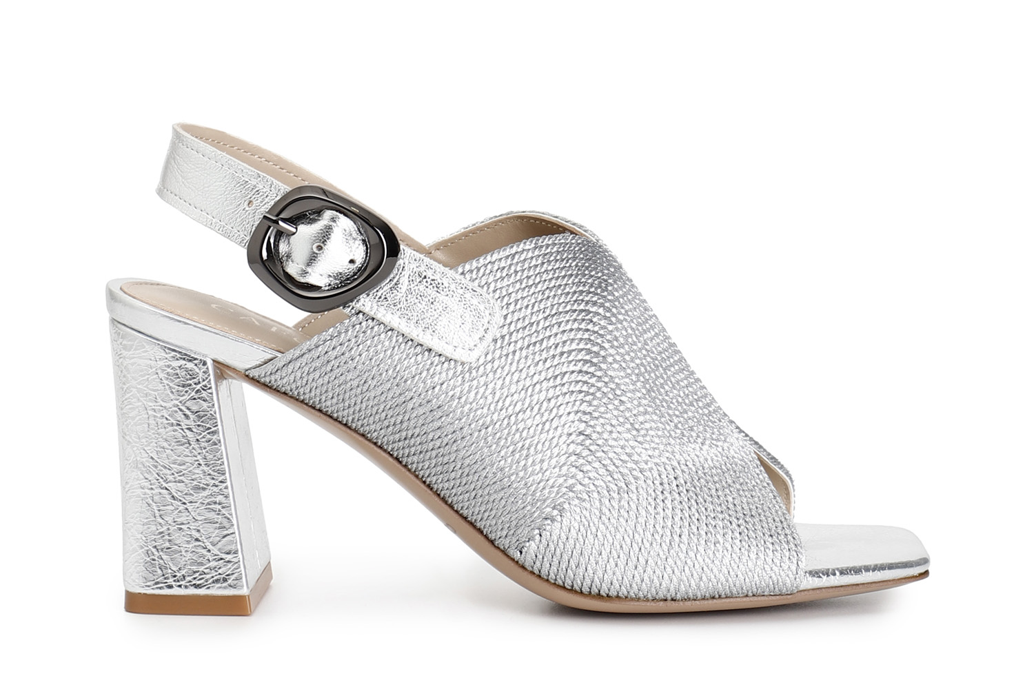 sandales sabots avec dentelle au dos et broderie cordon silver 40