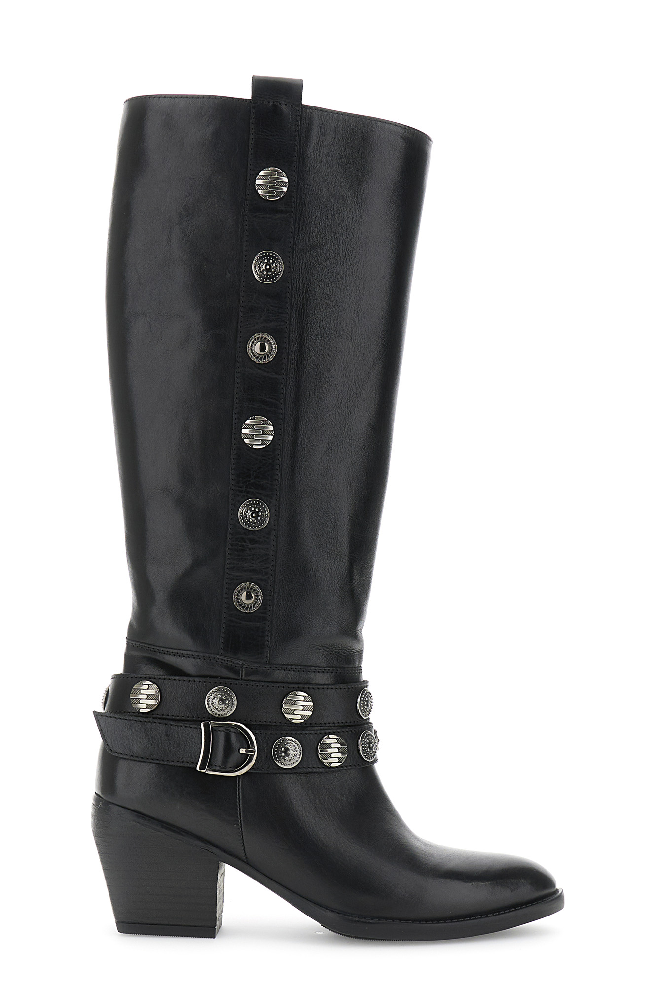 bottes en cuir avec boutons décoratifs black 36