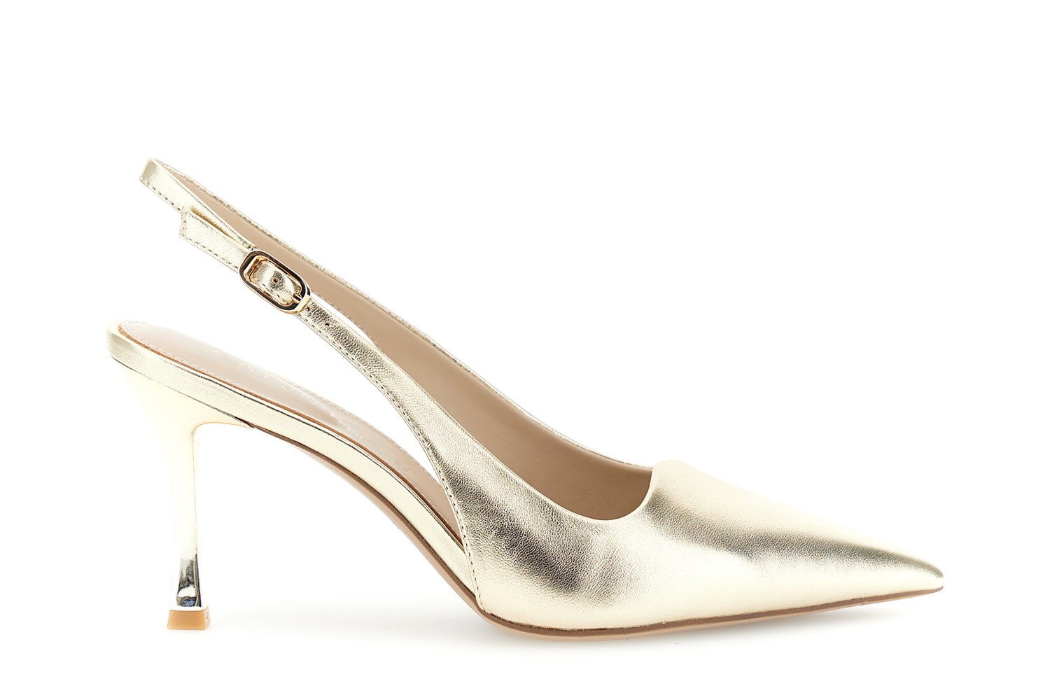 slingback décolleté en cuir laminé light gold 41