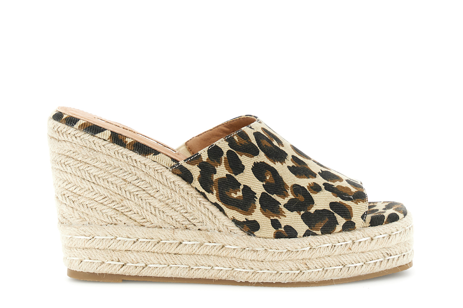 sandales-chaussons en toile à semelle compensée leopard 38