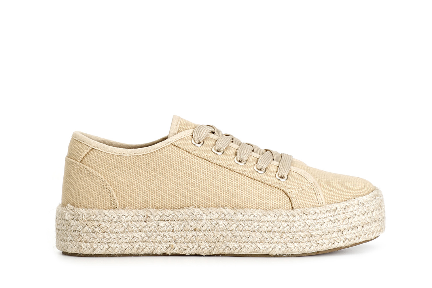 chaussure à lacets femme en tissu avec semelle en corde beige 36
