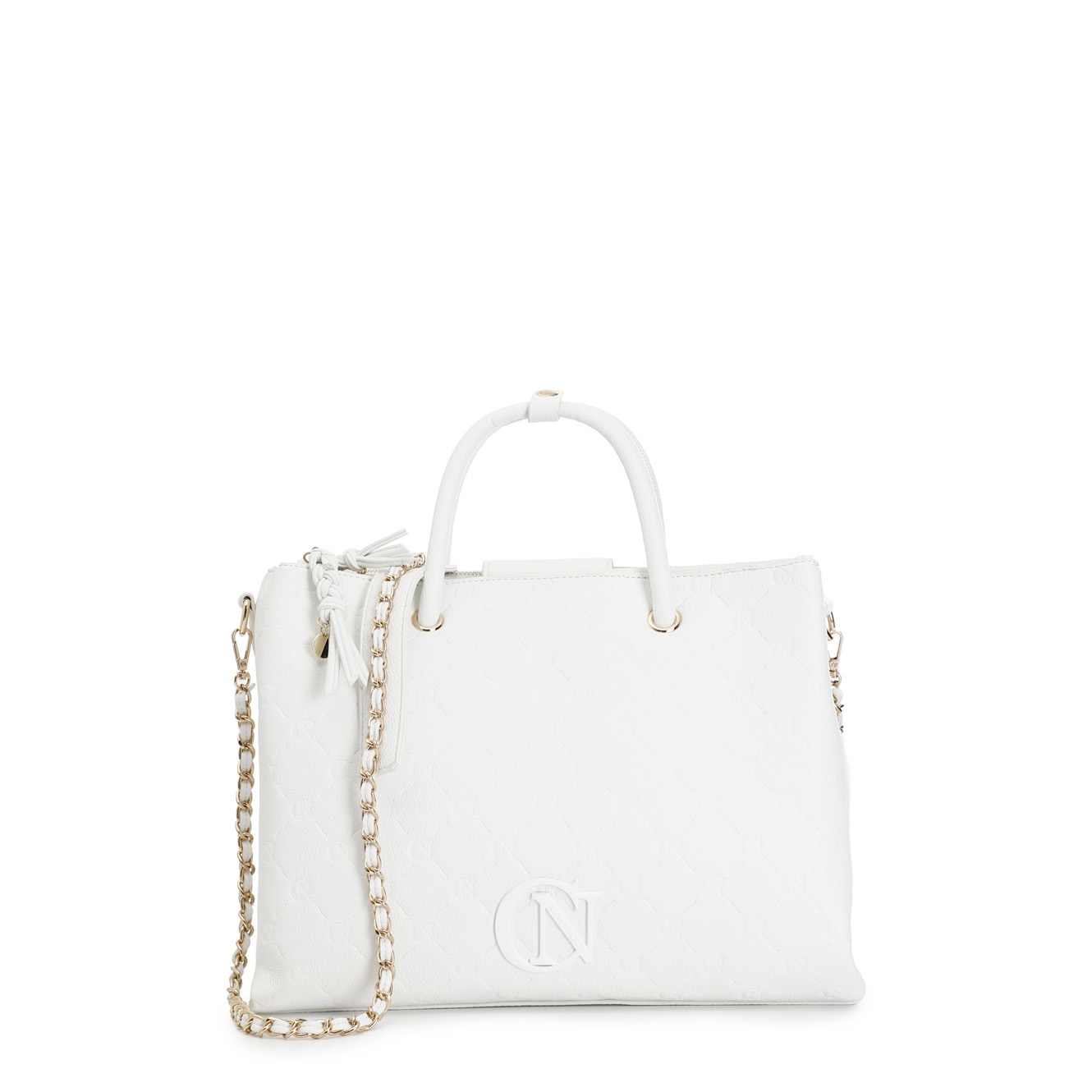 cabas avec logo gaufré sur toute la surface white taglia unica