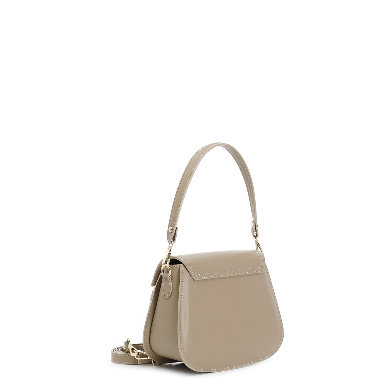 rabat en cuir avec bandoulière courte, boucle avec inscription taupe taglia unica view 2