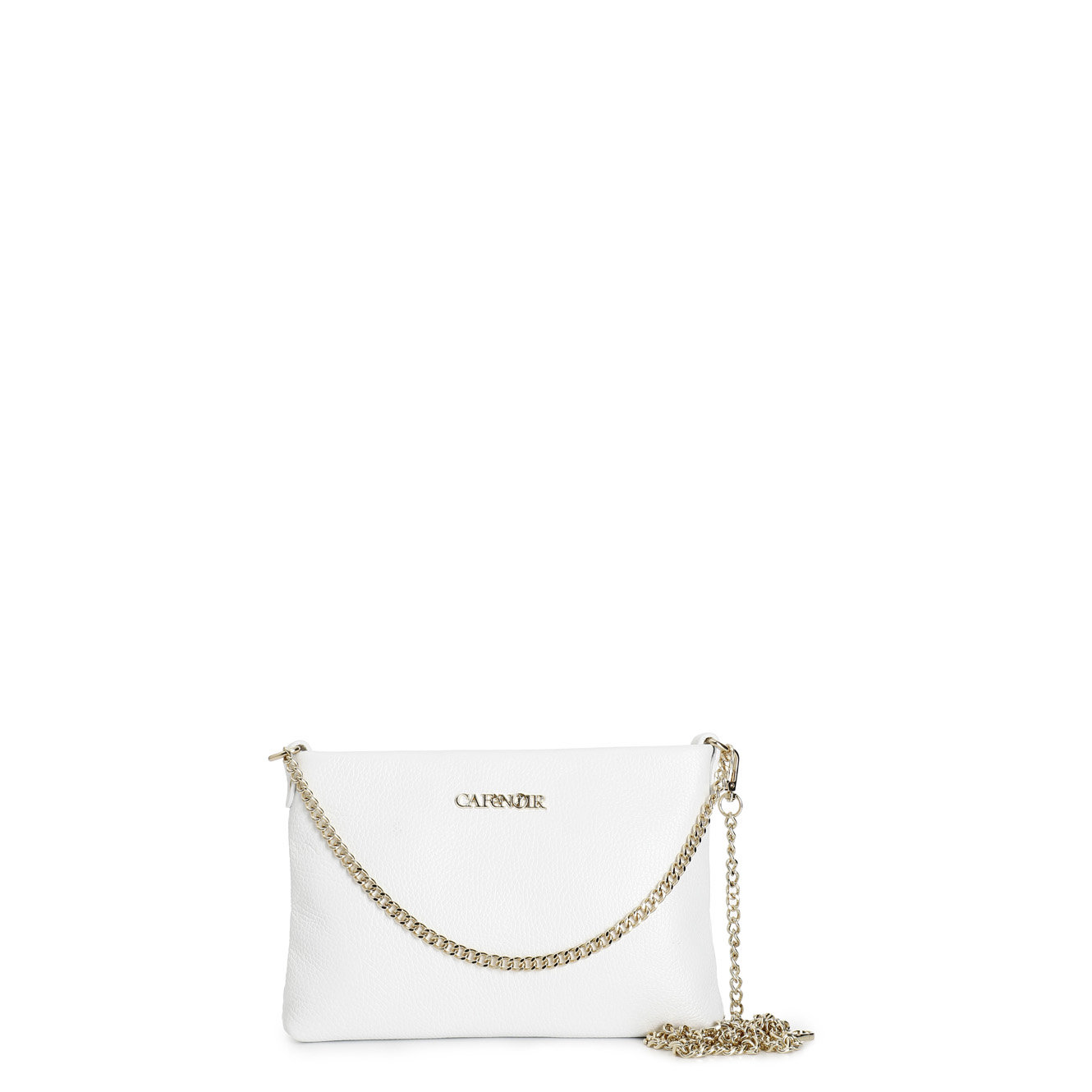 pochette en cuir martelé avec bandoulière double chaîne white taglia unica