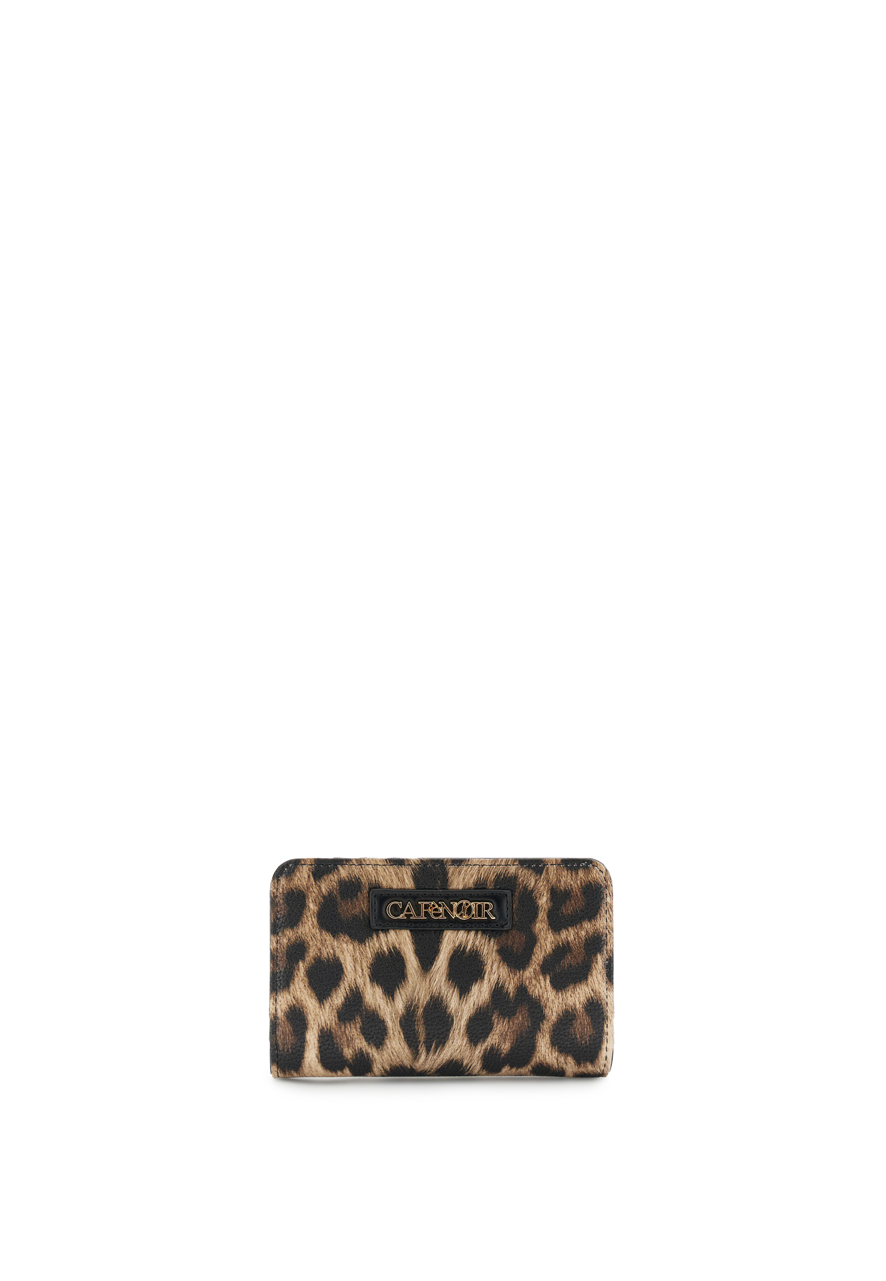 portefeuille zippé moyen imprimé léopard et lettering leopard taglia unica