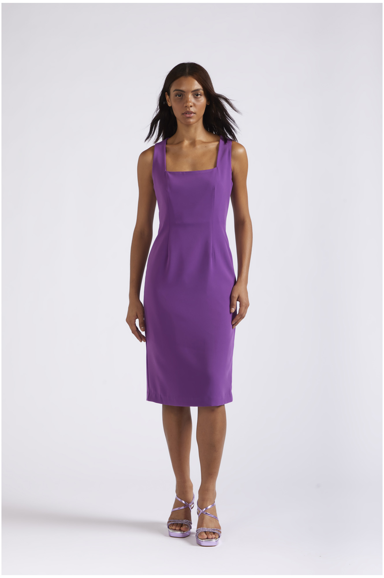 robe sans manches à encolure carrée purple xl