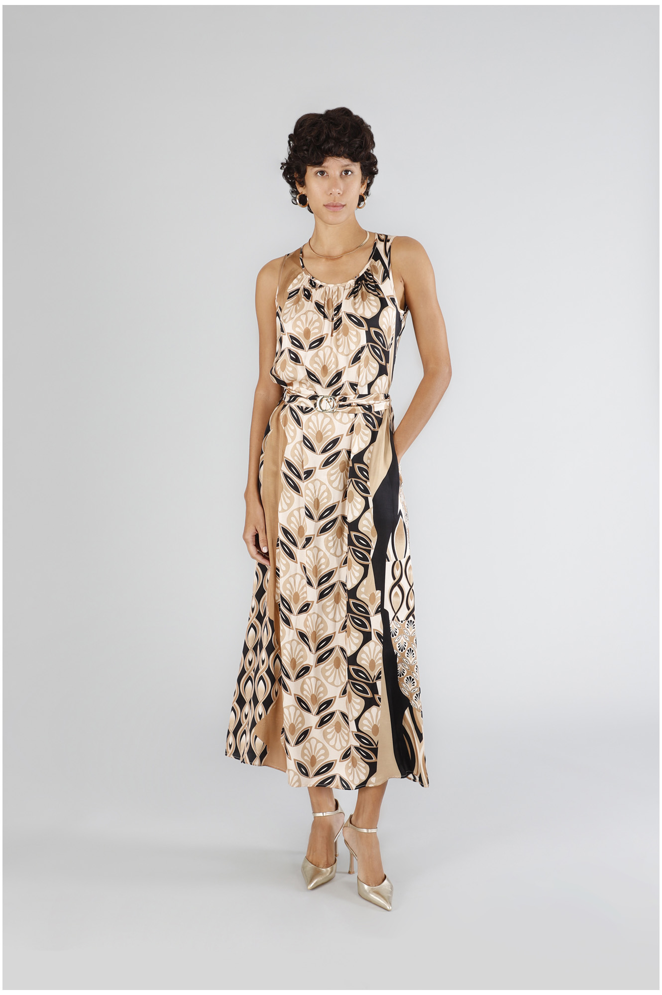 robe longue en satin imprimé multinatural scarf s