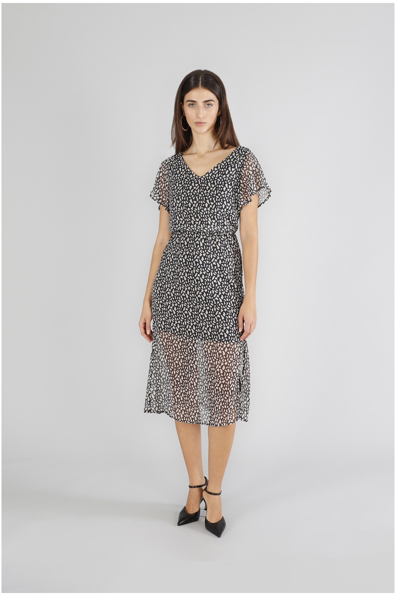 robe longue en georgette imprimée optical black xxl