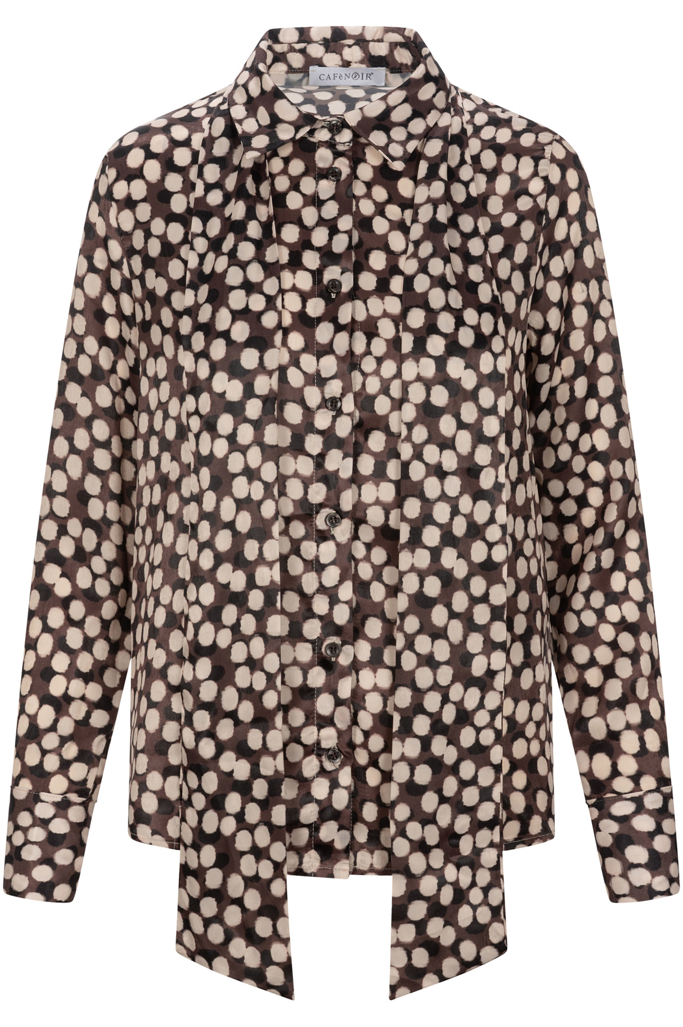 chemise imprimée avec noeud au cou dark chocolate polka dot s