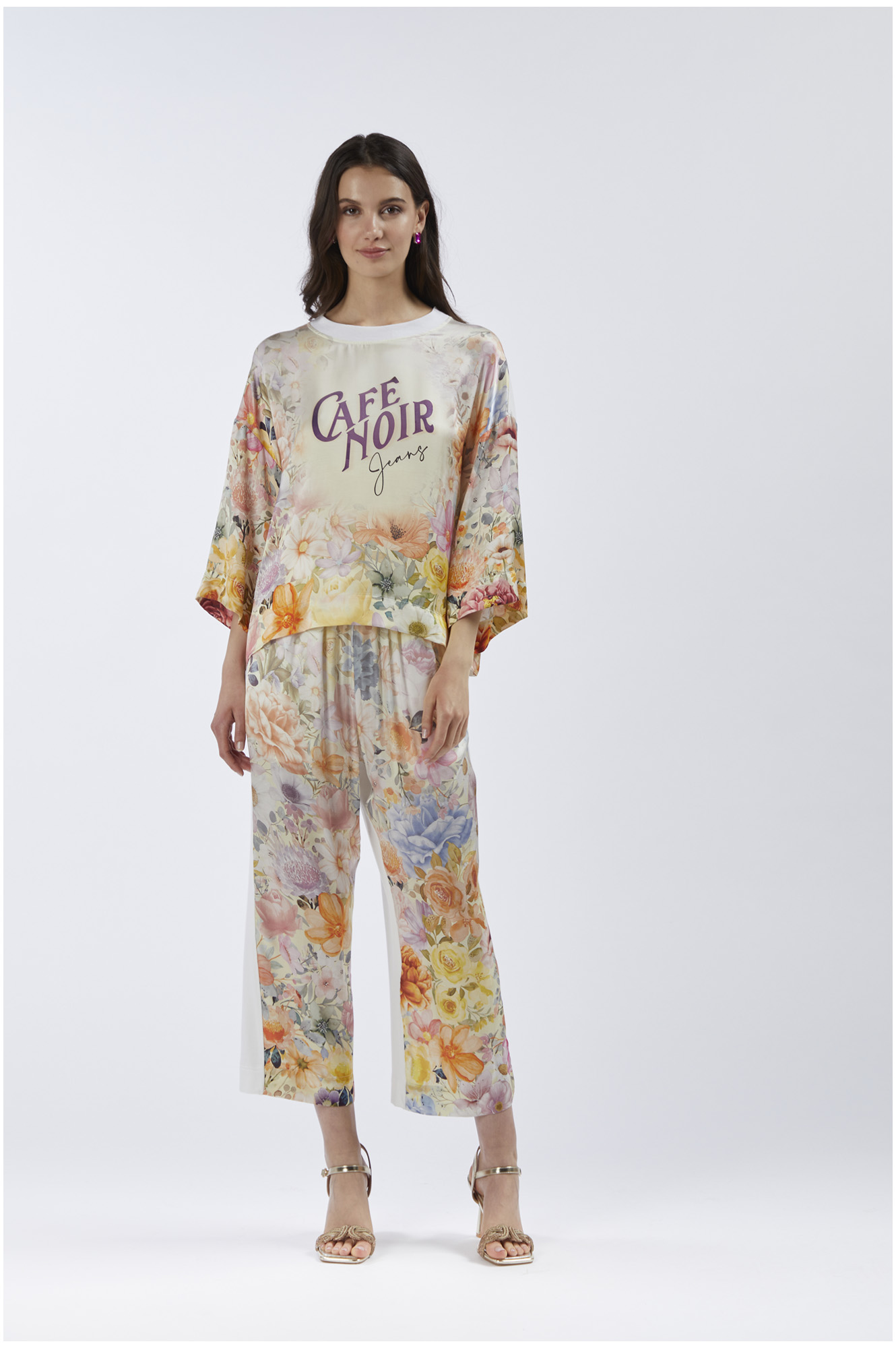sweat-shirt bi-matières avec imprimé sur le devant flower panel s sweat-shirt bi-matières avec imprimé sur le devant flower panel s