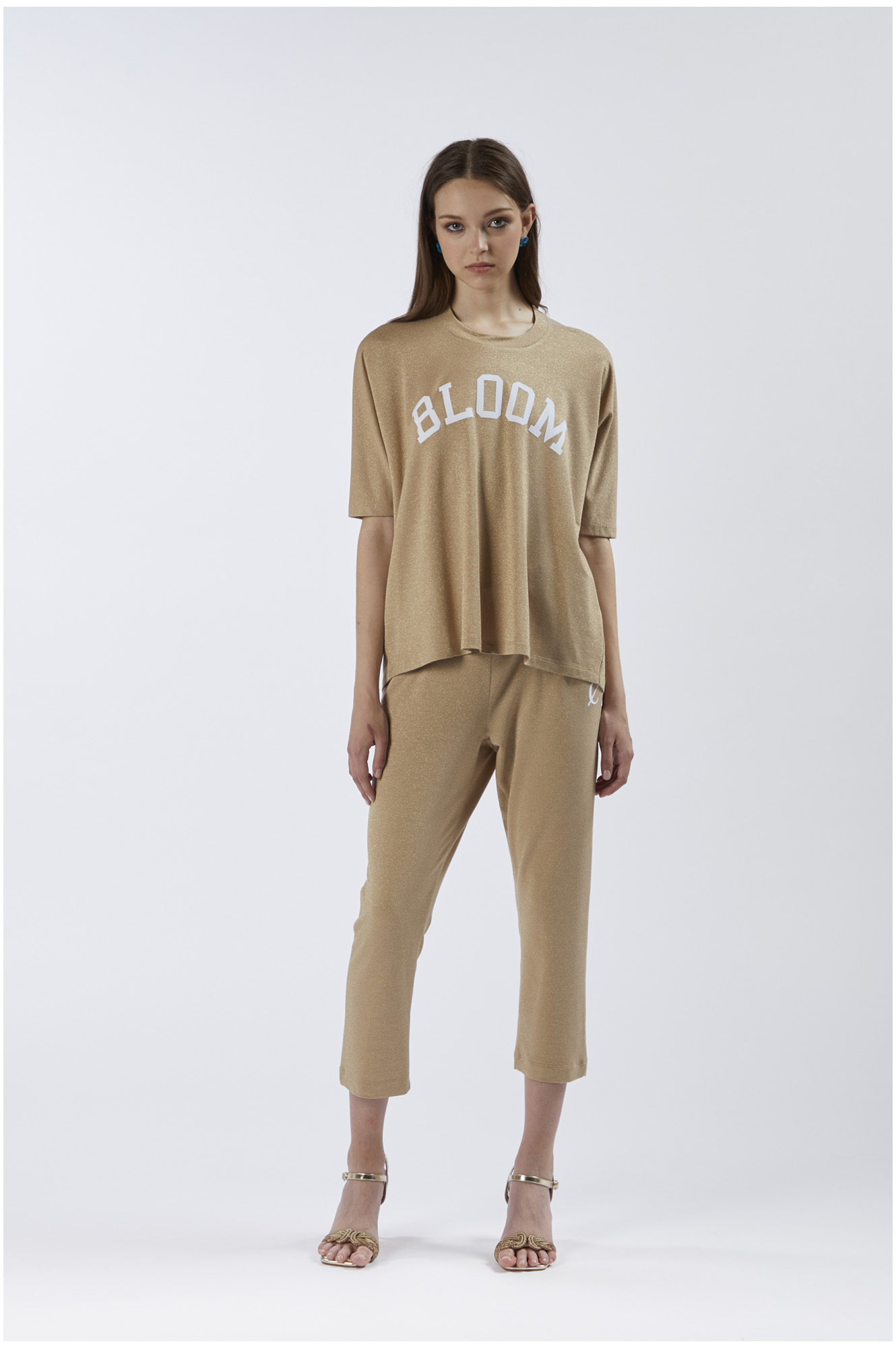 sweat-shirt en tissu lurex light gold s