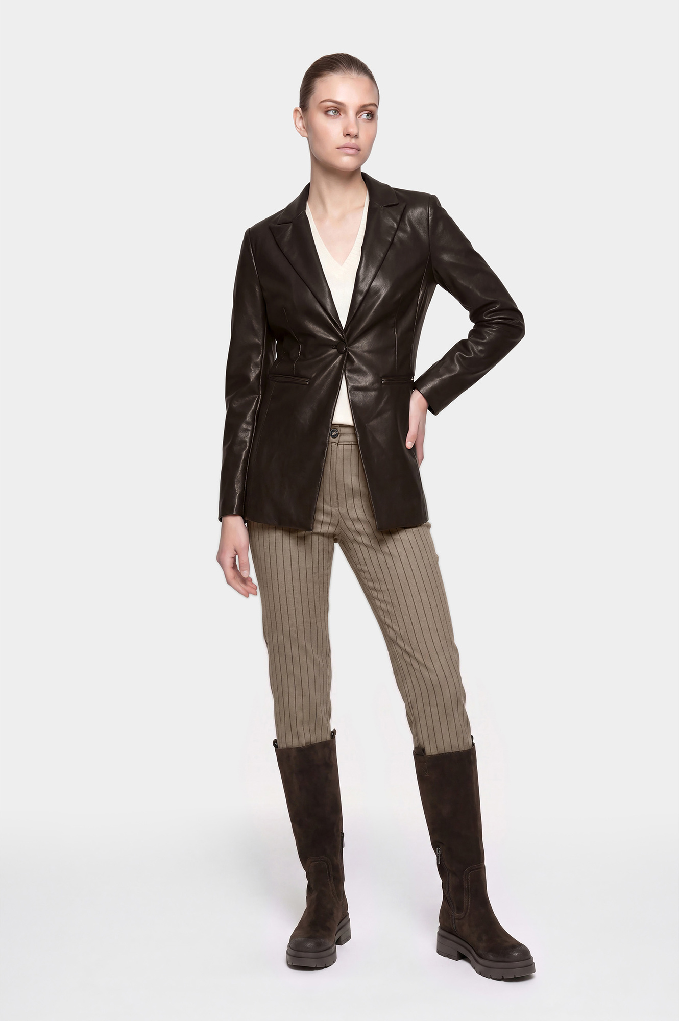 veste droite effet cuir dark brown 40 veste droite effet cuir dark brown 40