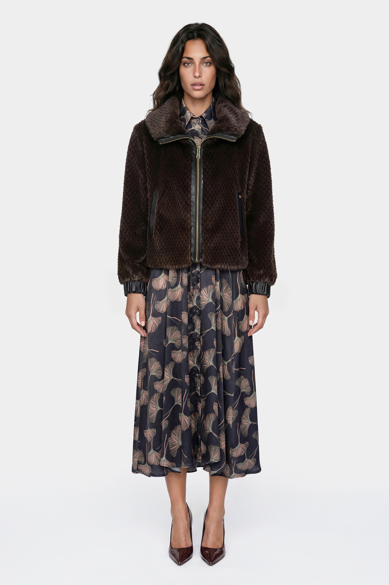 blouson en fausse fourrure brown 38