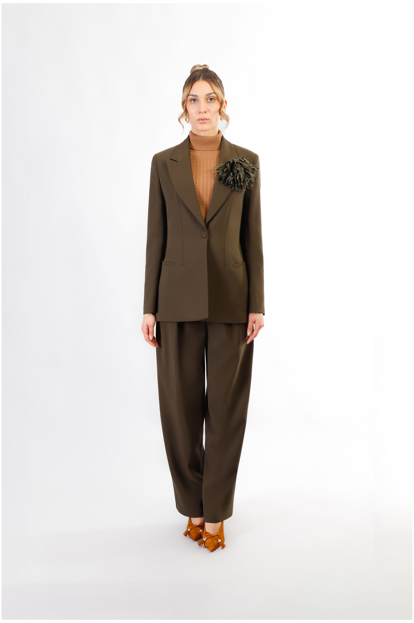 veste en tissu bi-stretch à simple boutonnage mud 42