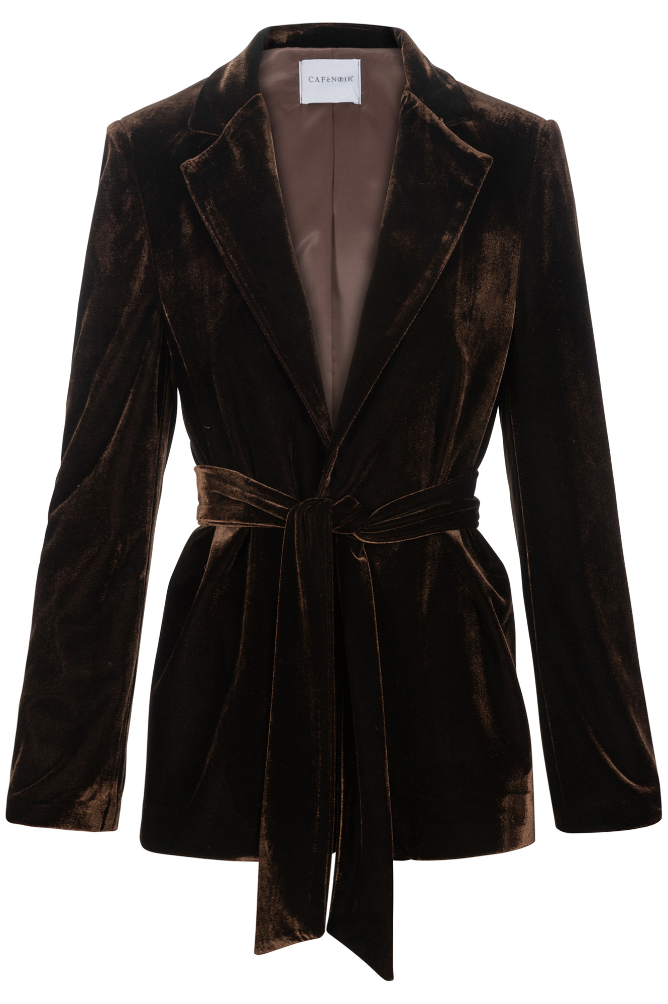 veste avec ceinture en velours dark brown 48 veste avec ceinture en velours dark brown 48
