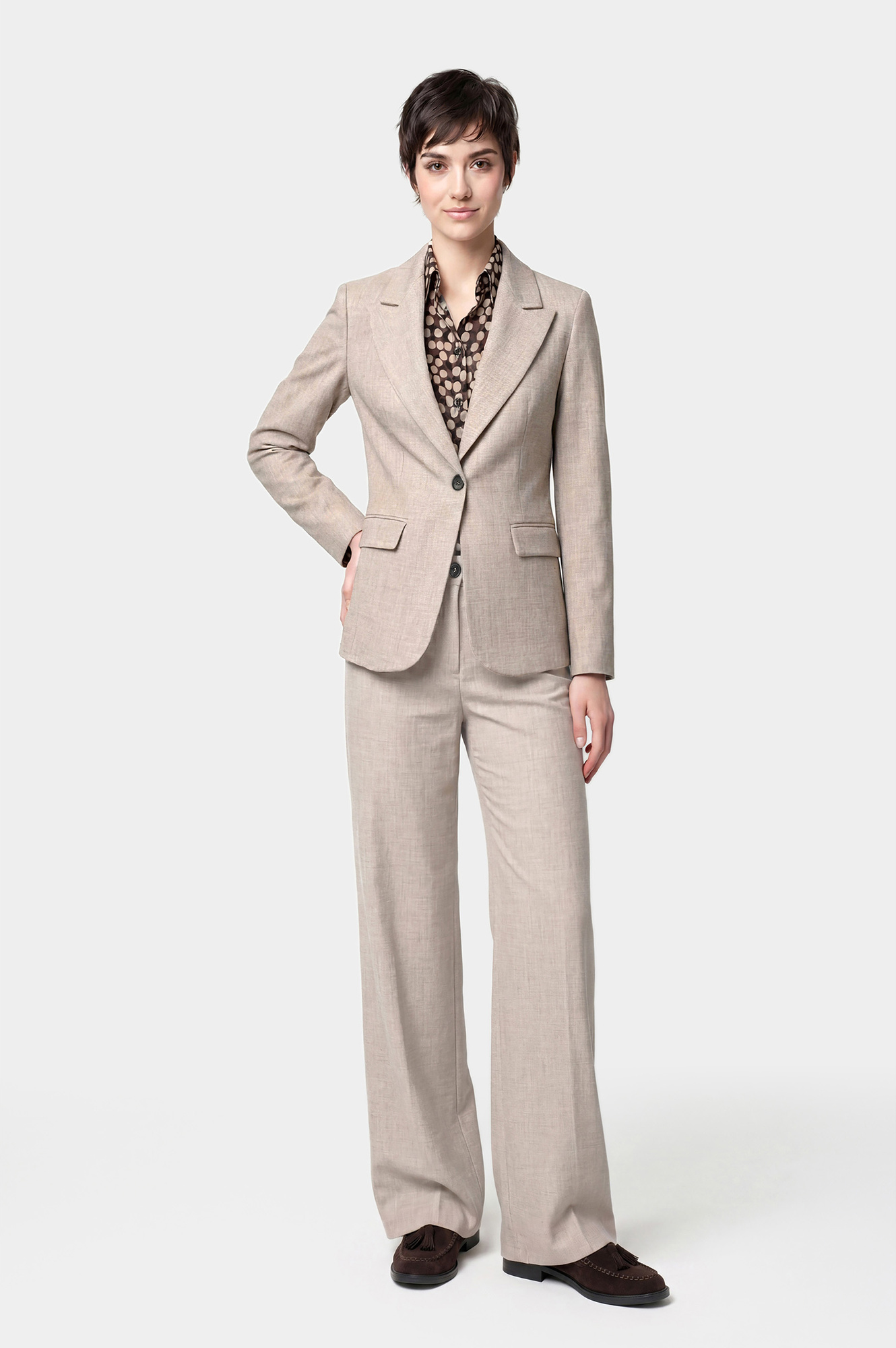 veste droite en tissu chiné kasha 46 veste droite en tissu chiné kasha 46