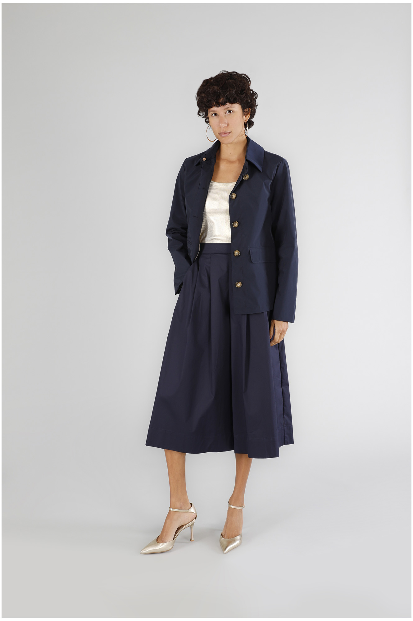 manteau court en tissu technique navy 40