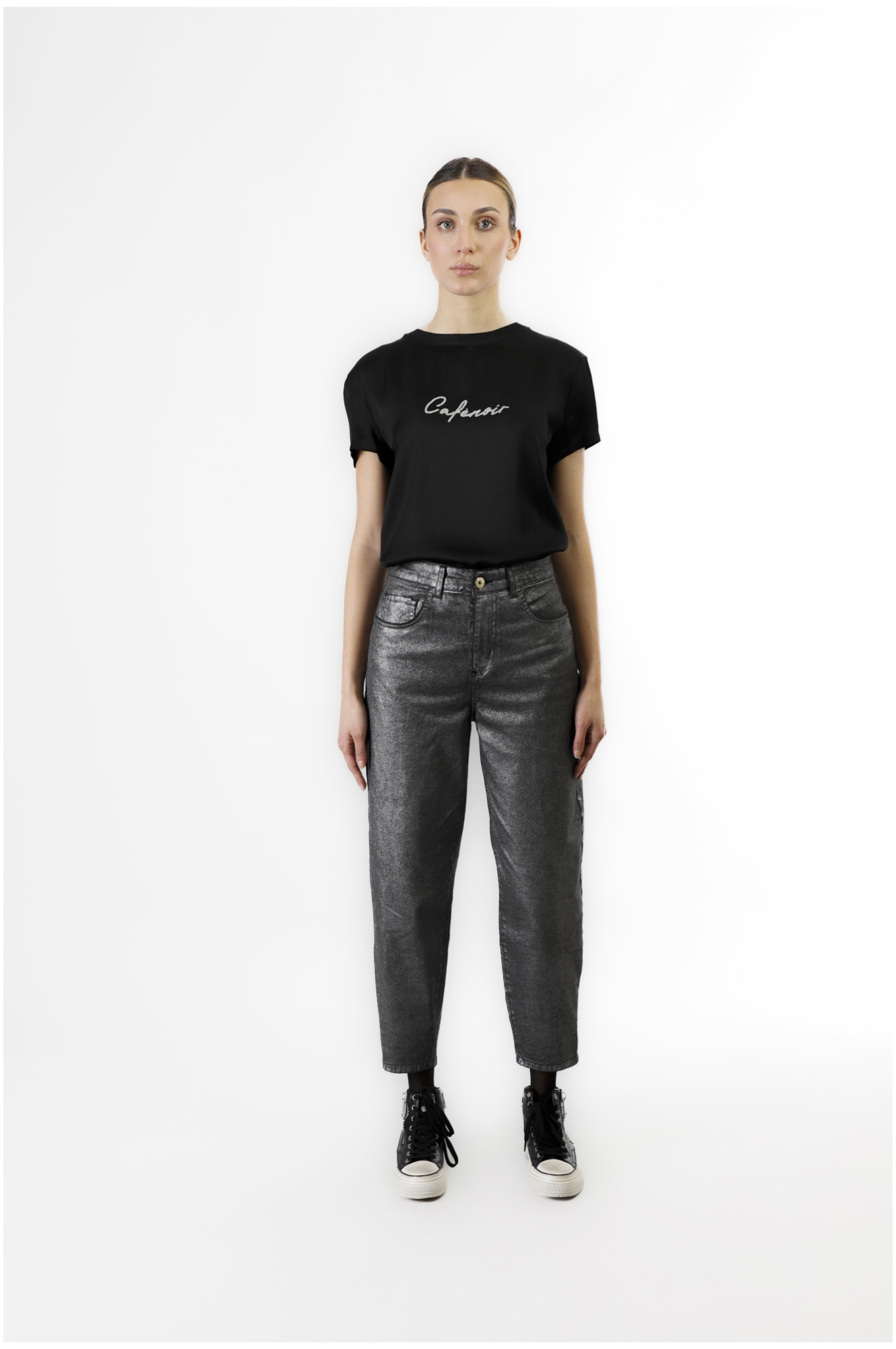 jean en denim lamé cocoon silver 46