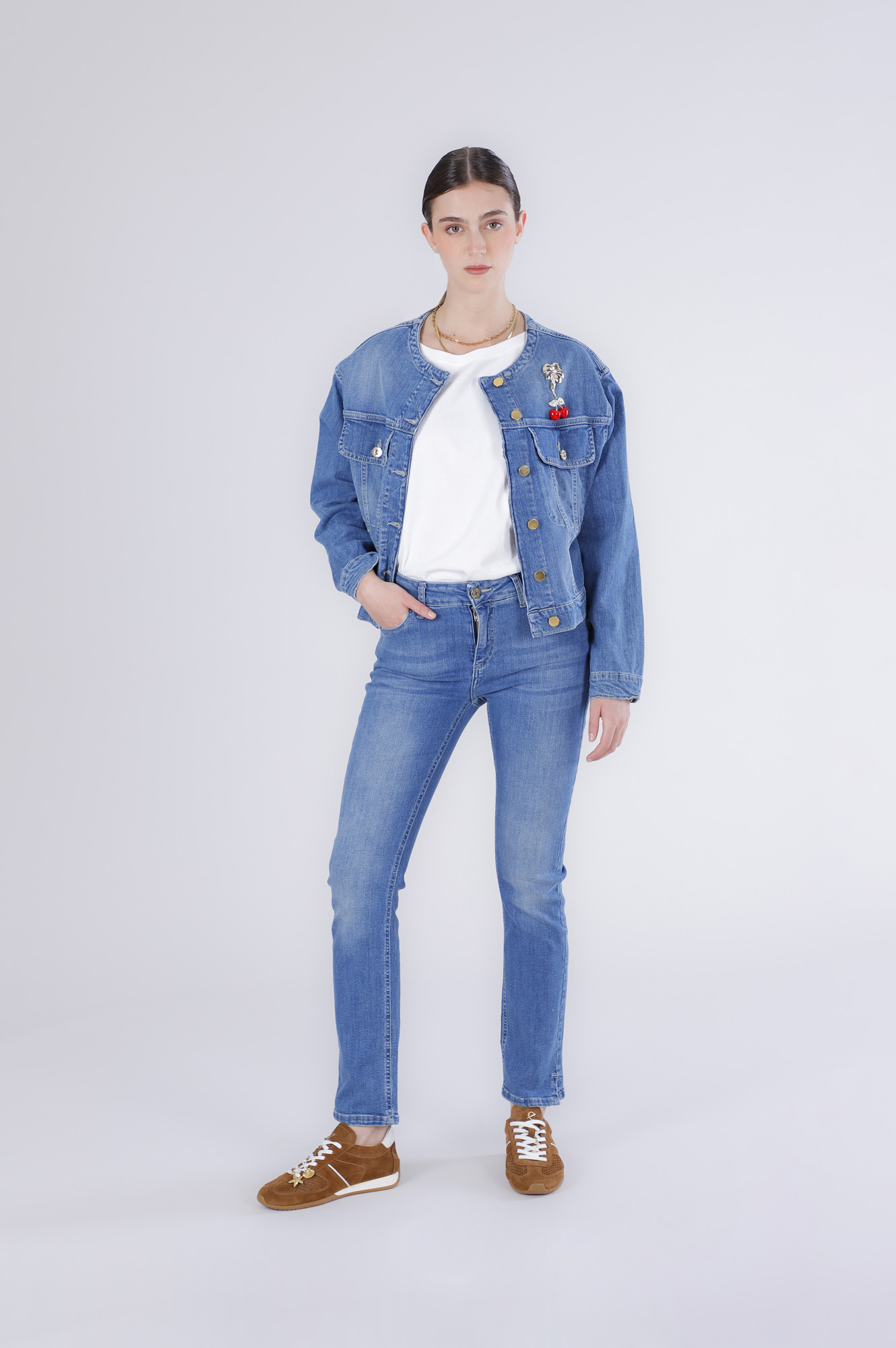 veste en jean sans col medium blue 46