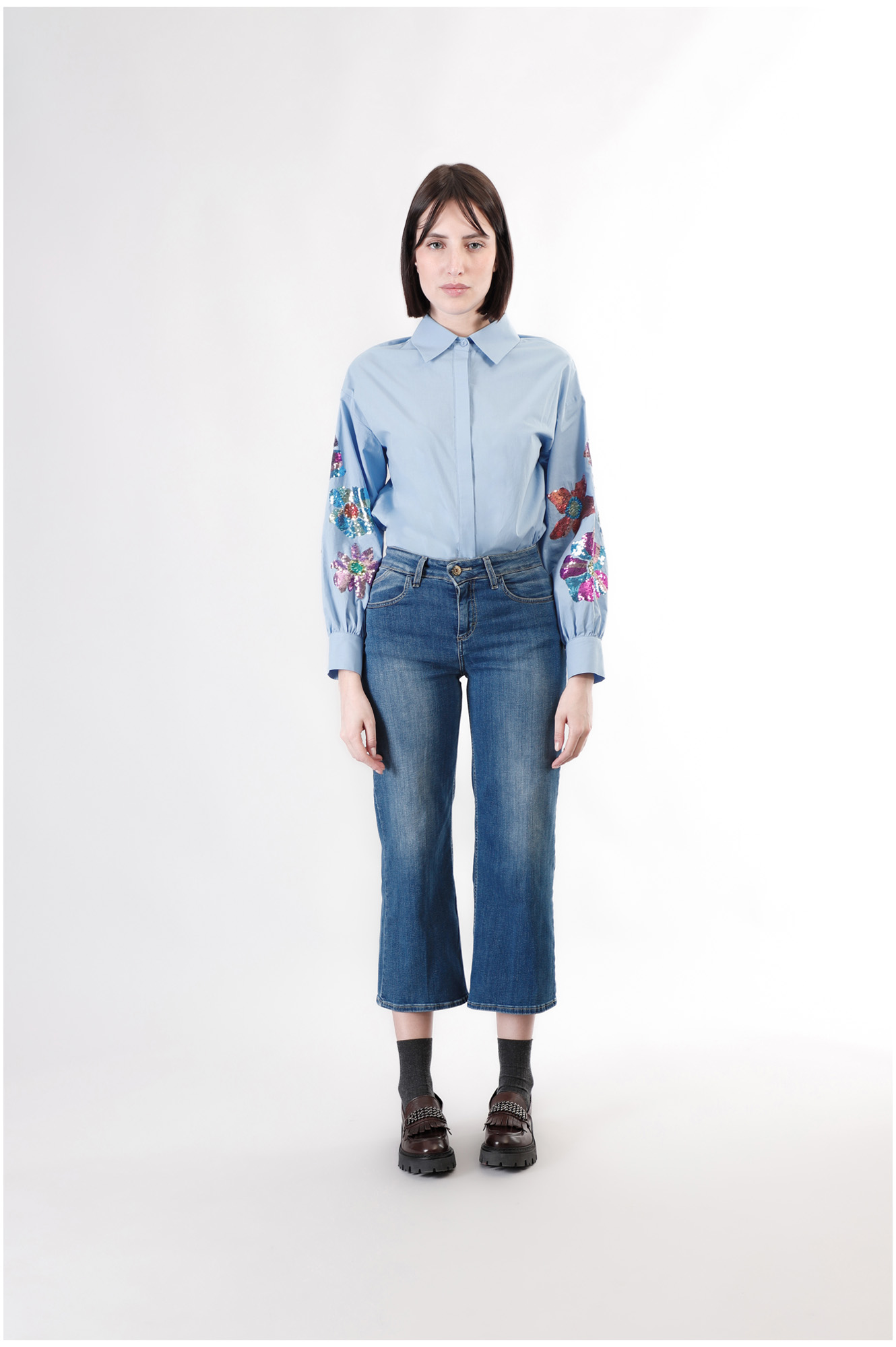 jean jupe-culotte en jean medium blue 34