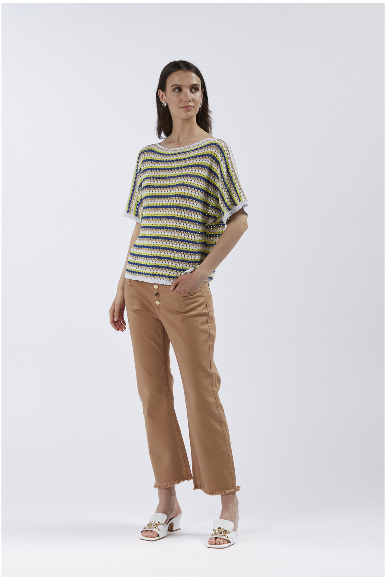 pull crochet à manches courtes multiroyal s