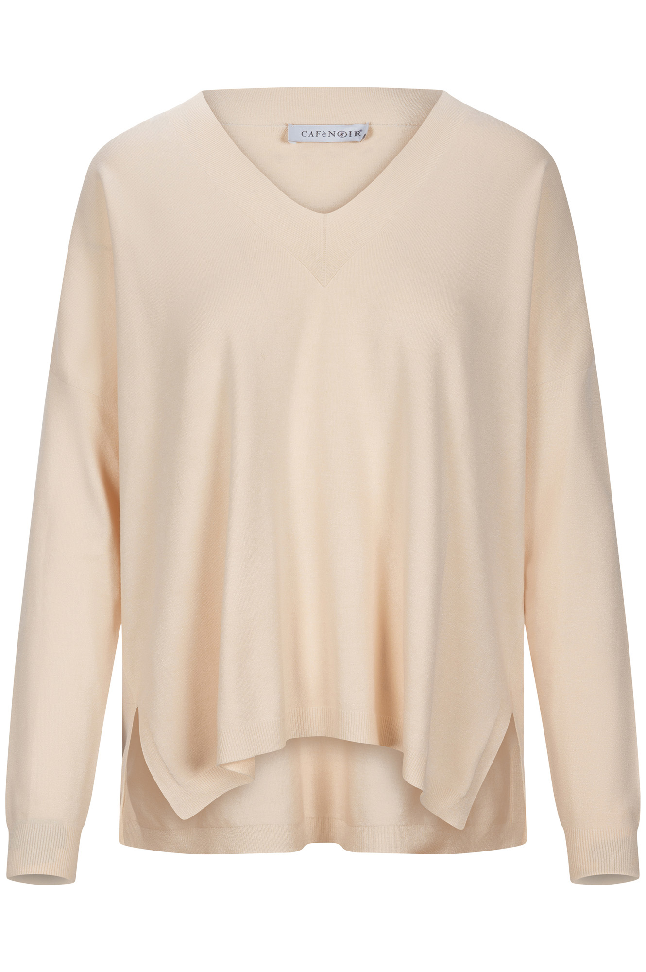 pull oversize col v cream xs