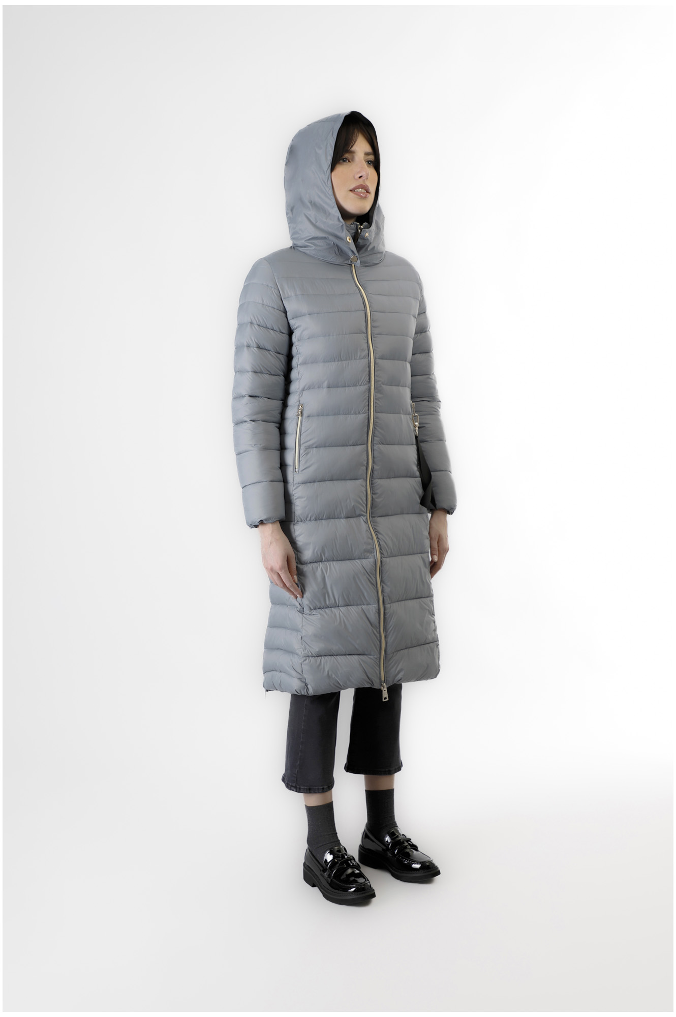 doudoune longue à col enveloppant light grey 44