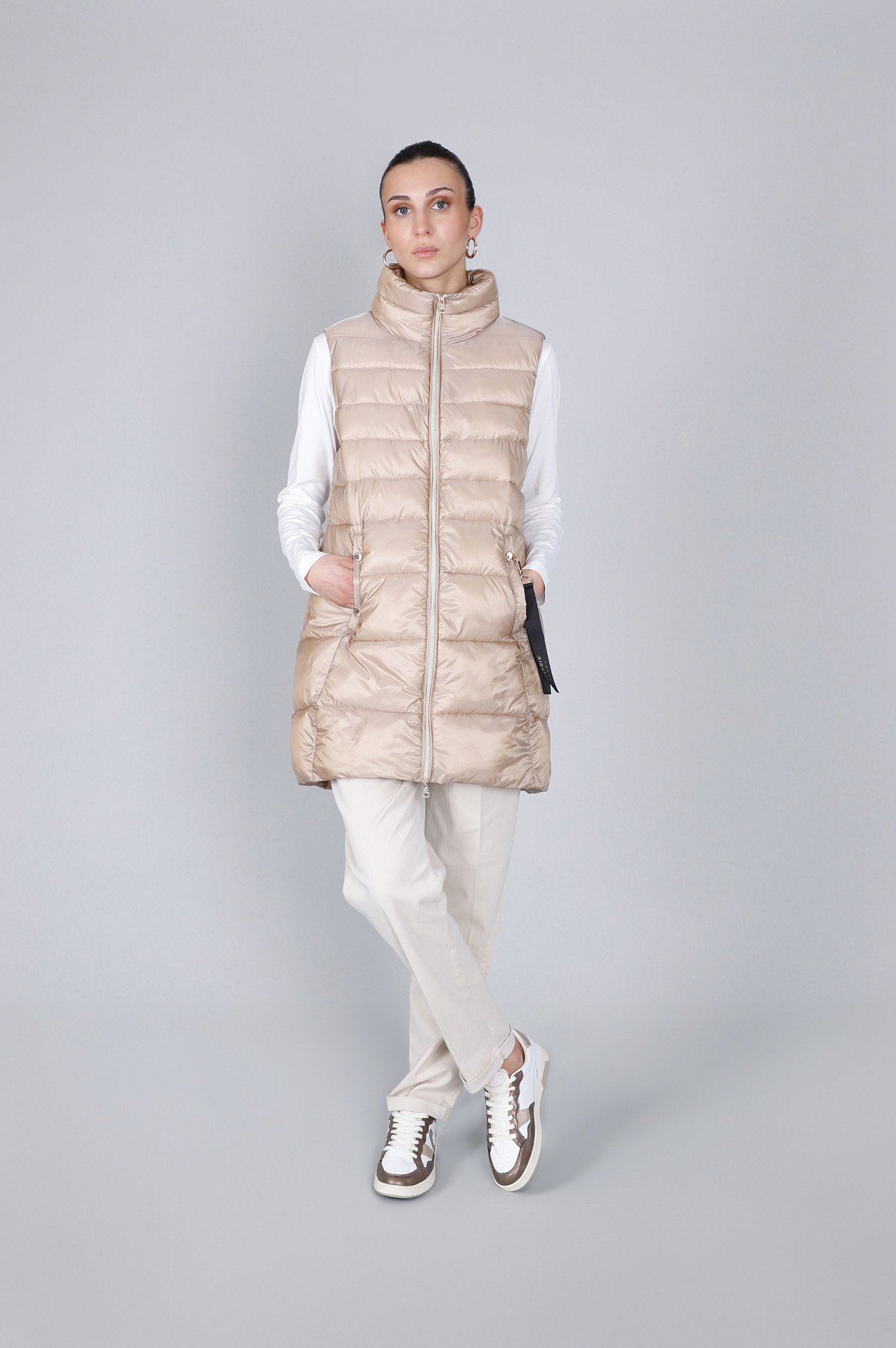 gilet évasé en tissu irisé sand 48