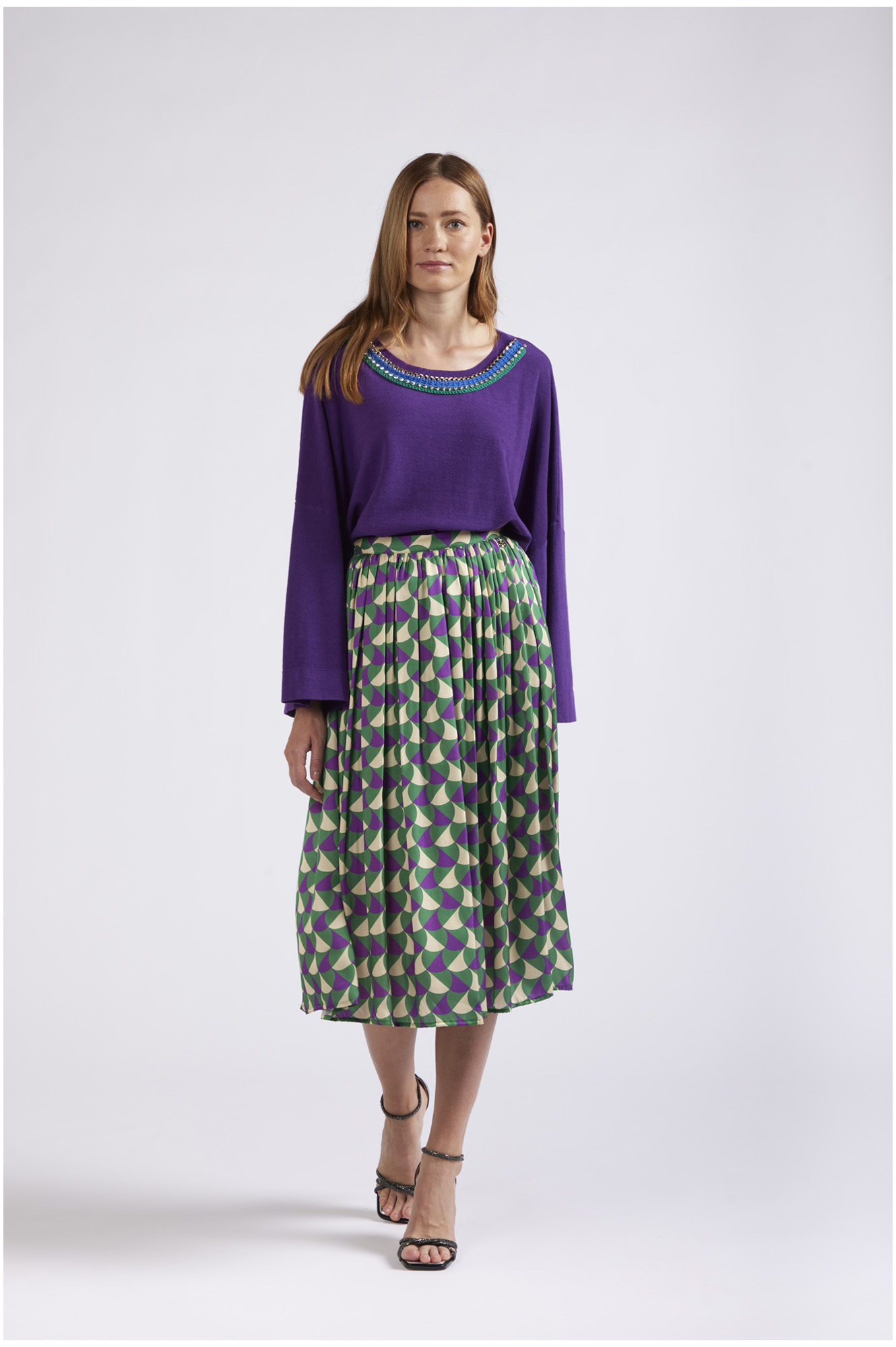 jupe ample en tissu imprimé geometric xs