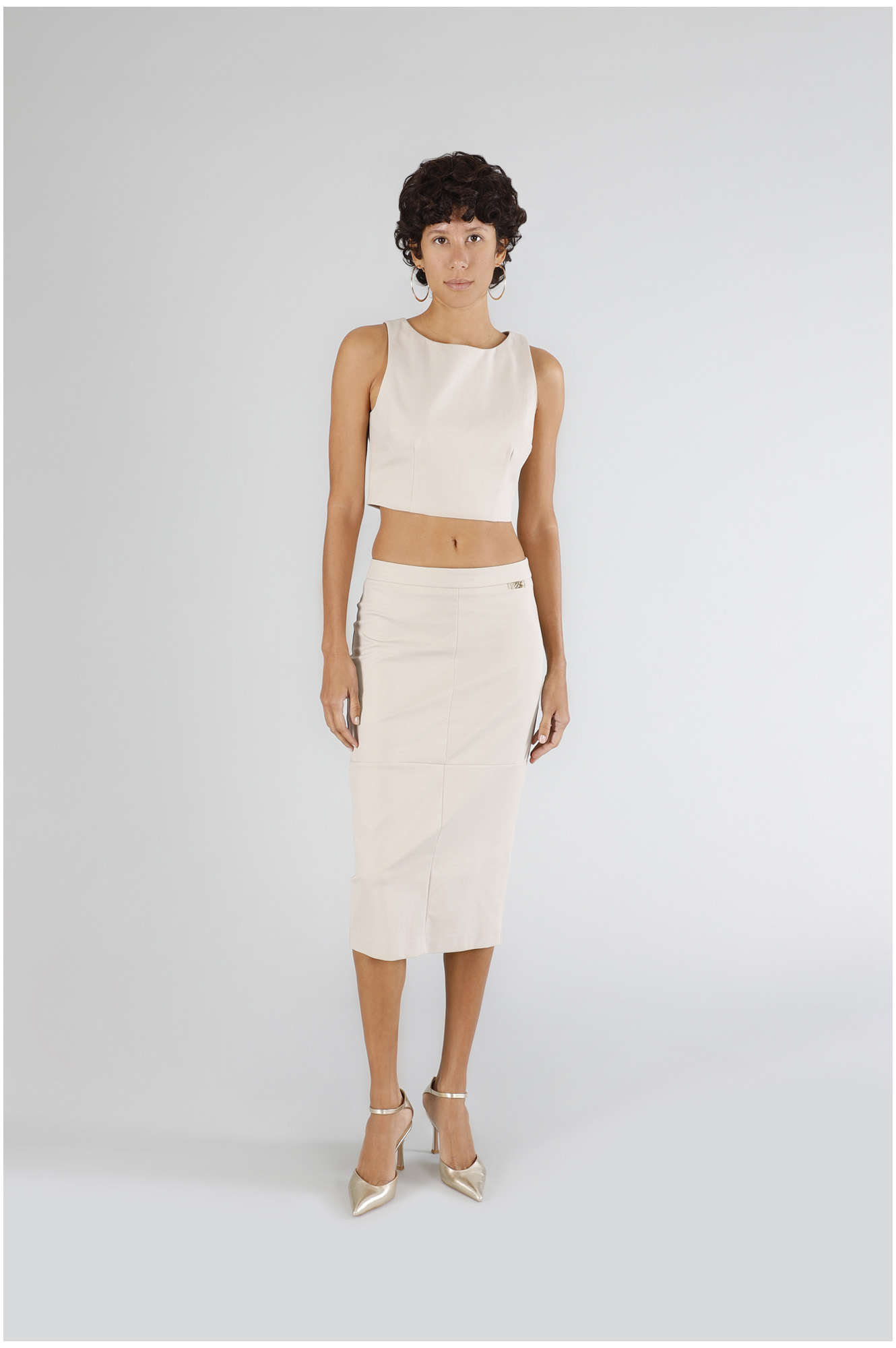 jupe crayon en tissu stretch sand 44