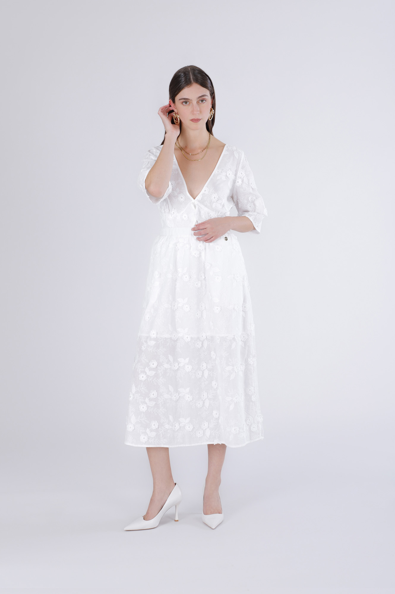 jupe en mousseline de coton brodée off white xs jupe en mousseline de coton brodée off white xs