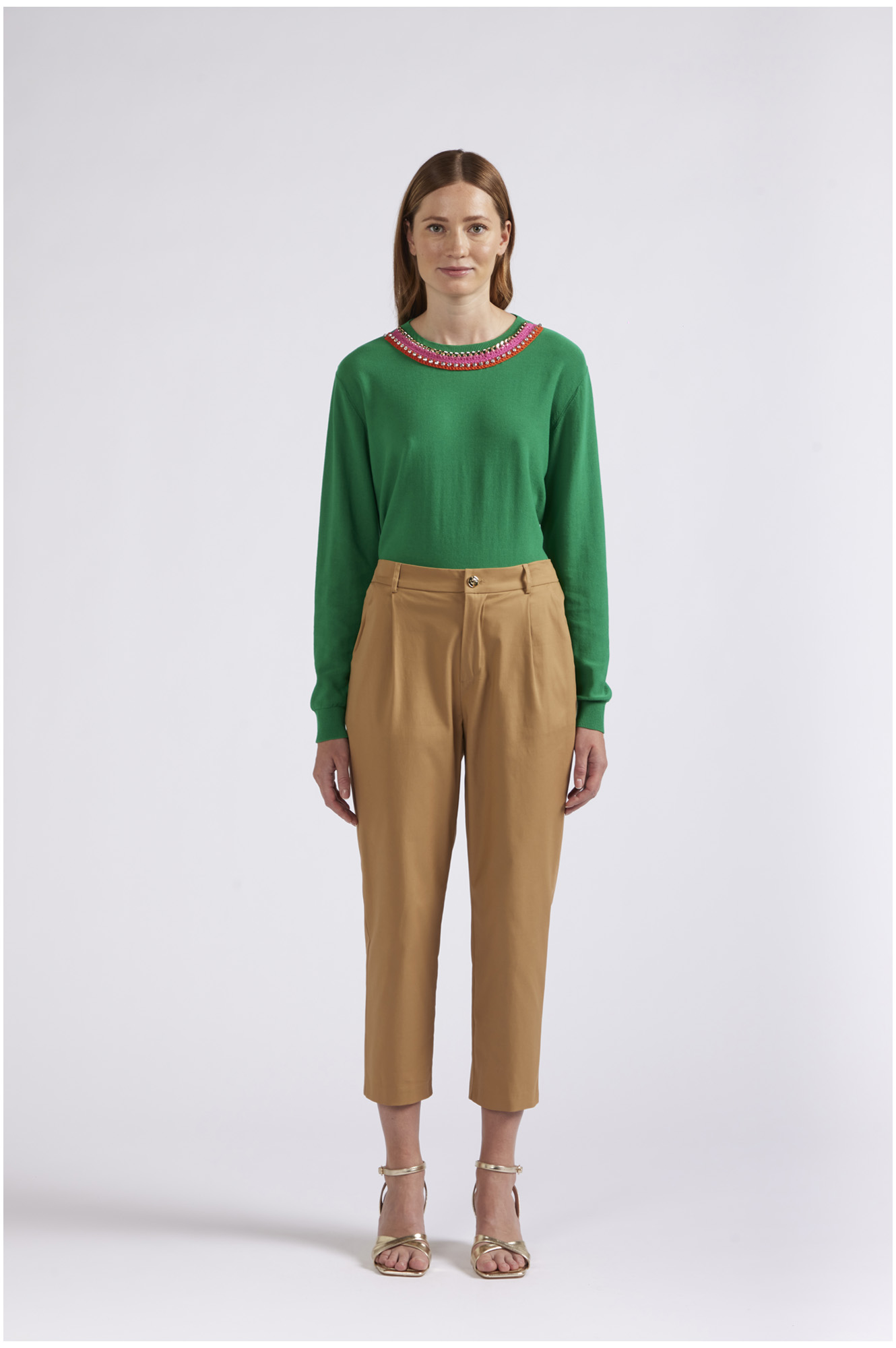 pantalon chino à pinces en coton ginger 46 pantalon chino à pinces en coton ginger 46