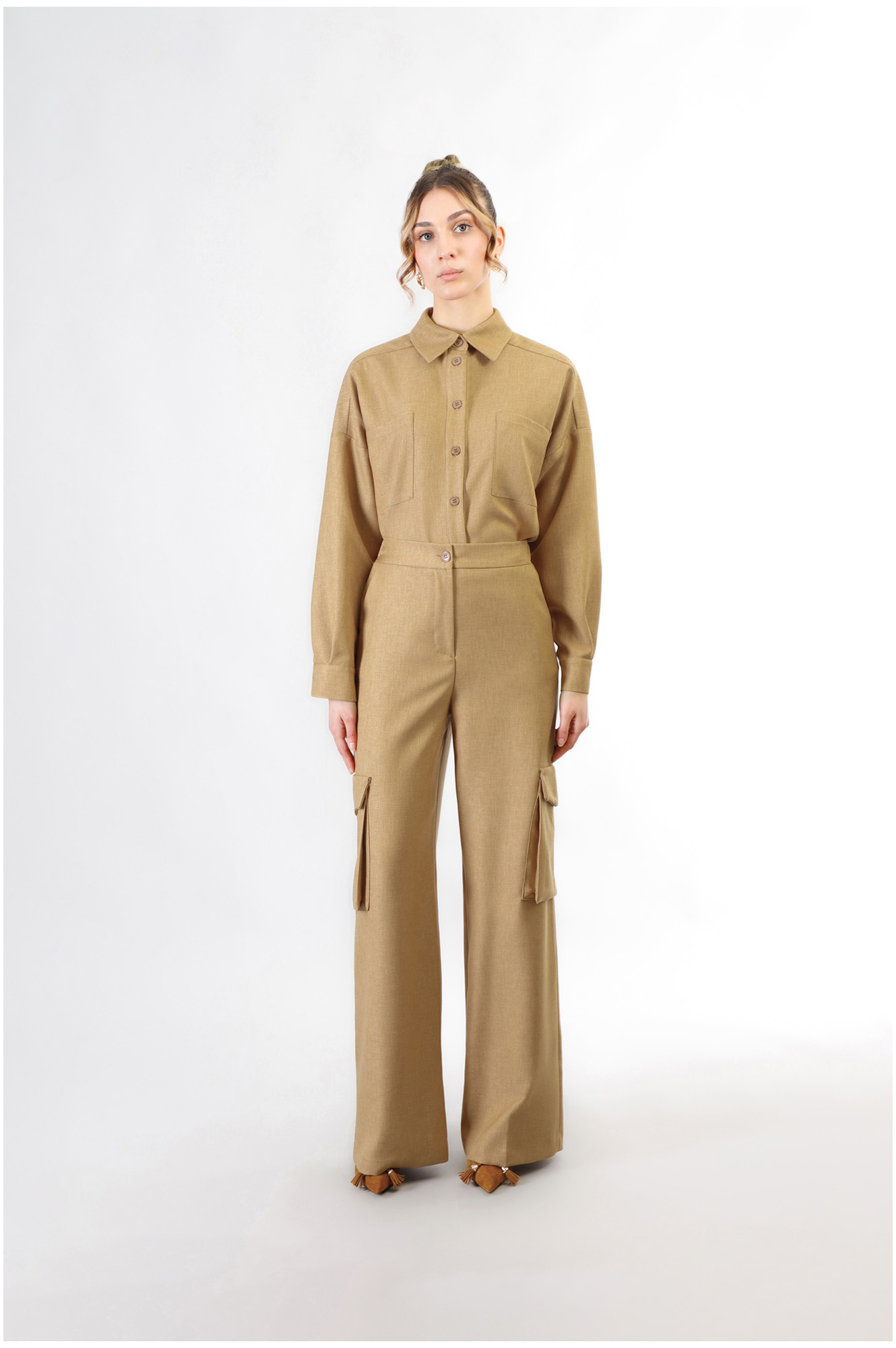 pantalon large avec grandes poches camel s pantalon large avec grandes poches camel s