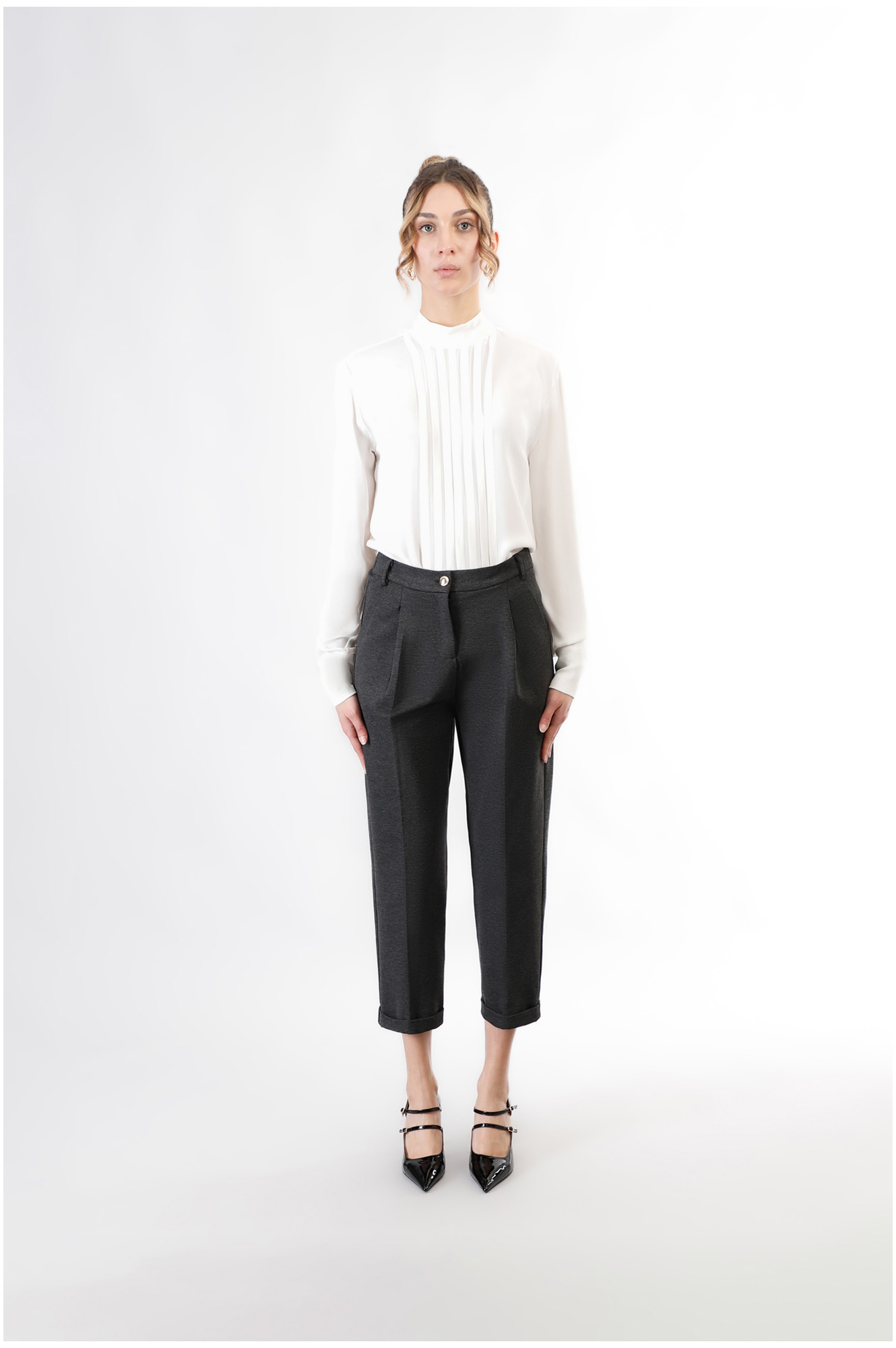 pantalon droit à plis smoke s